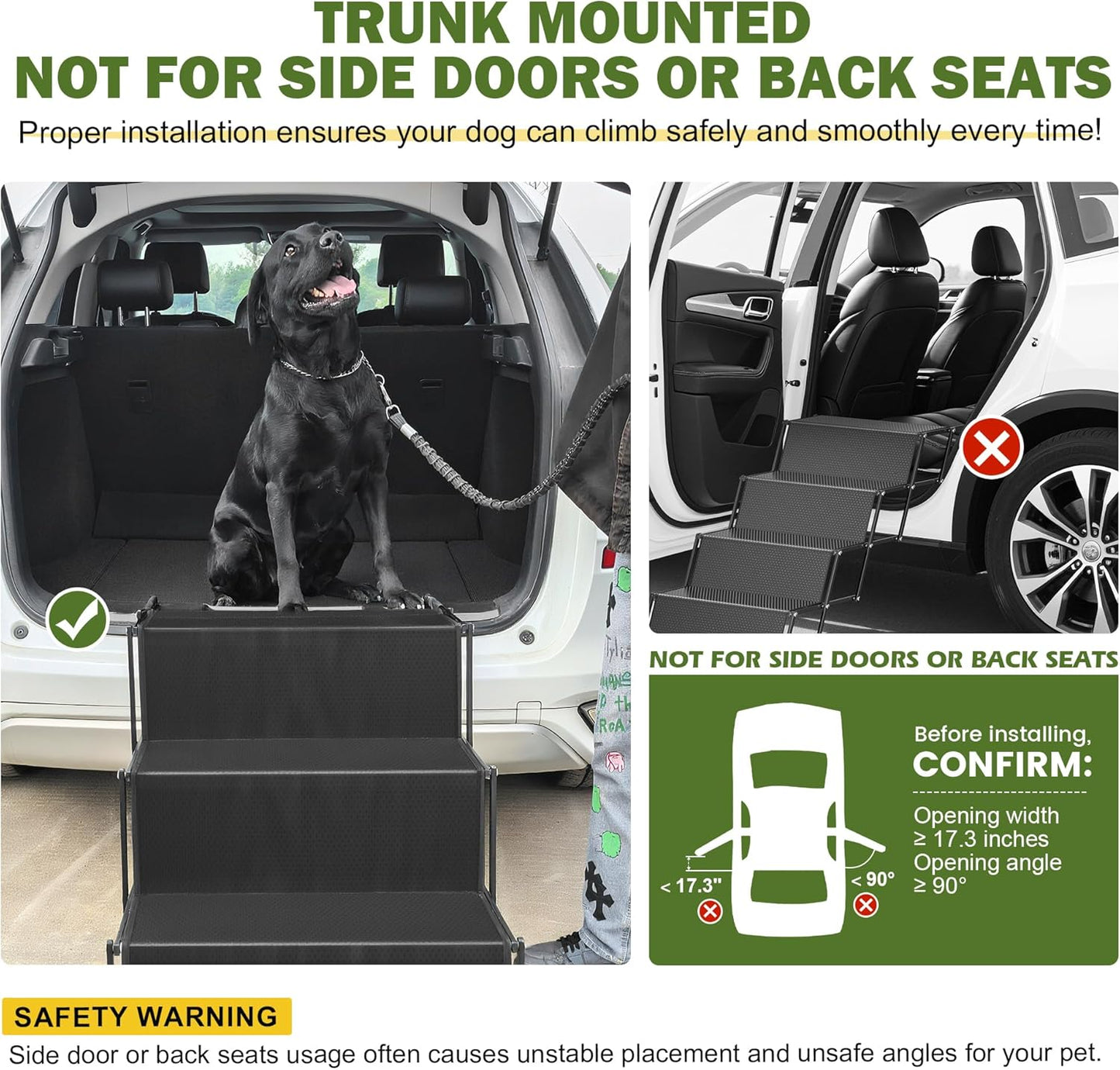 Dog ramp, 5-Step Dog ramps for Large Dogs with Non-Slip Surface, Portable Aluminum Dog Steps Supports up to 250 lbs,17.3" Wide Foldable Dog ramp for car, SUV, and Truck
