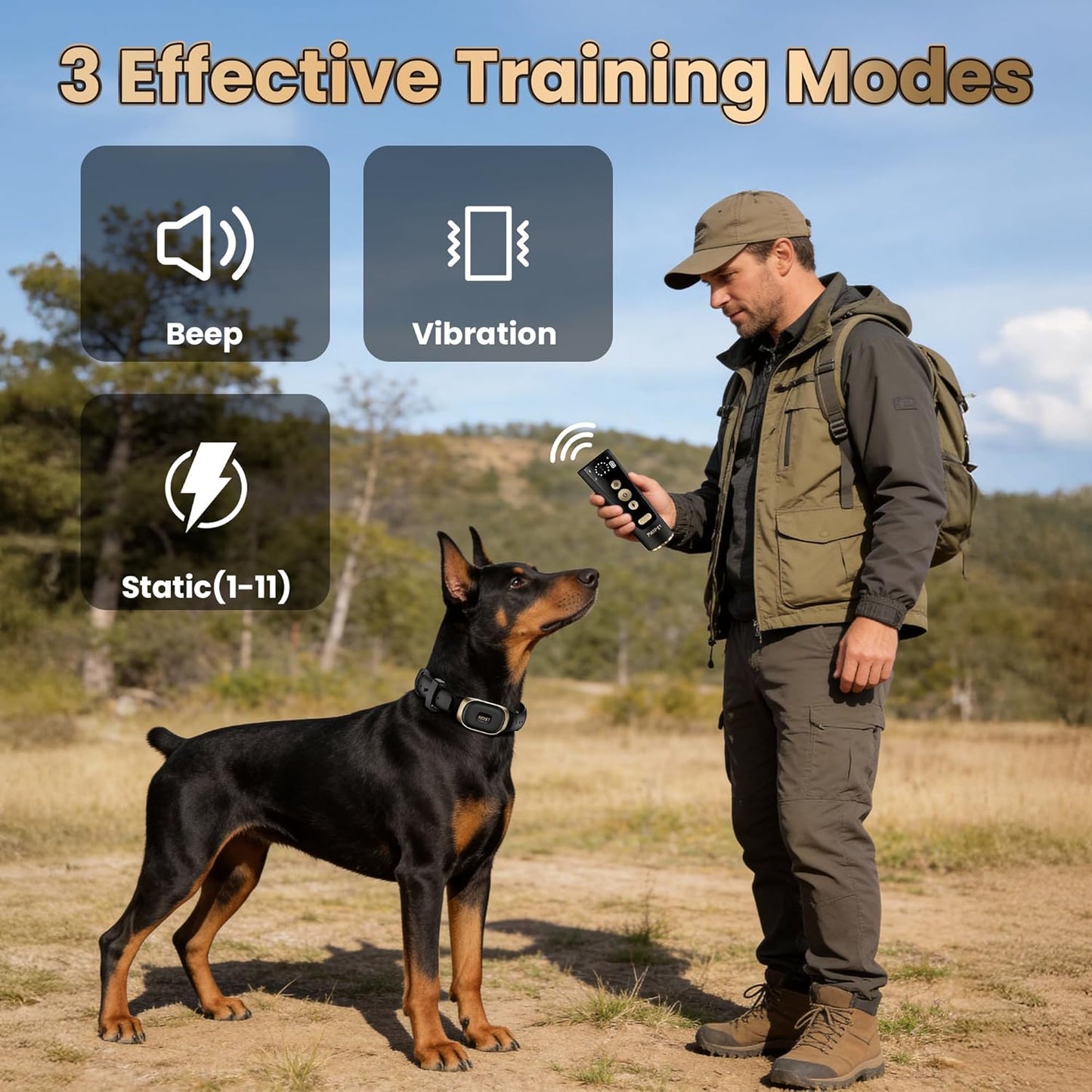 Dog Training Collar with Clicker - 4200Ft E Collar for Dogs Training IPX7 Waterproof with 3 Training Modes, Dog Shock Collar for Dogs(15-140 lbs)