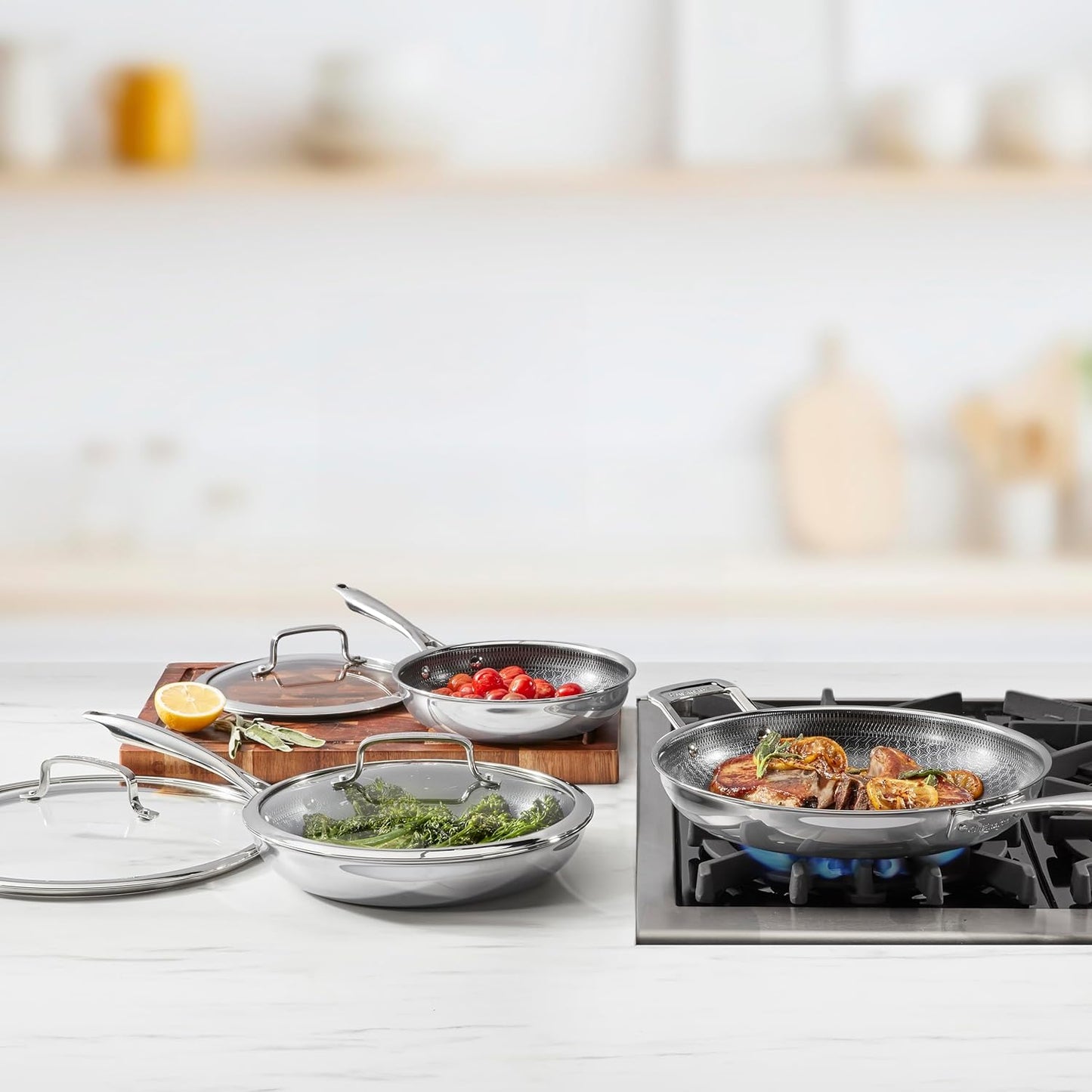 Cuisinart FusionElite+ Hybrid Nonstick Tri-Ply Stainless Steel Cookware Set, 6-Piece Skillet Cooking Set with PURELYSEAR Ceramic Nonstick Technology, Scratch Proof, Cool Grip Handles, Dishwasher Safe