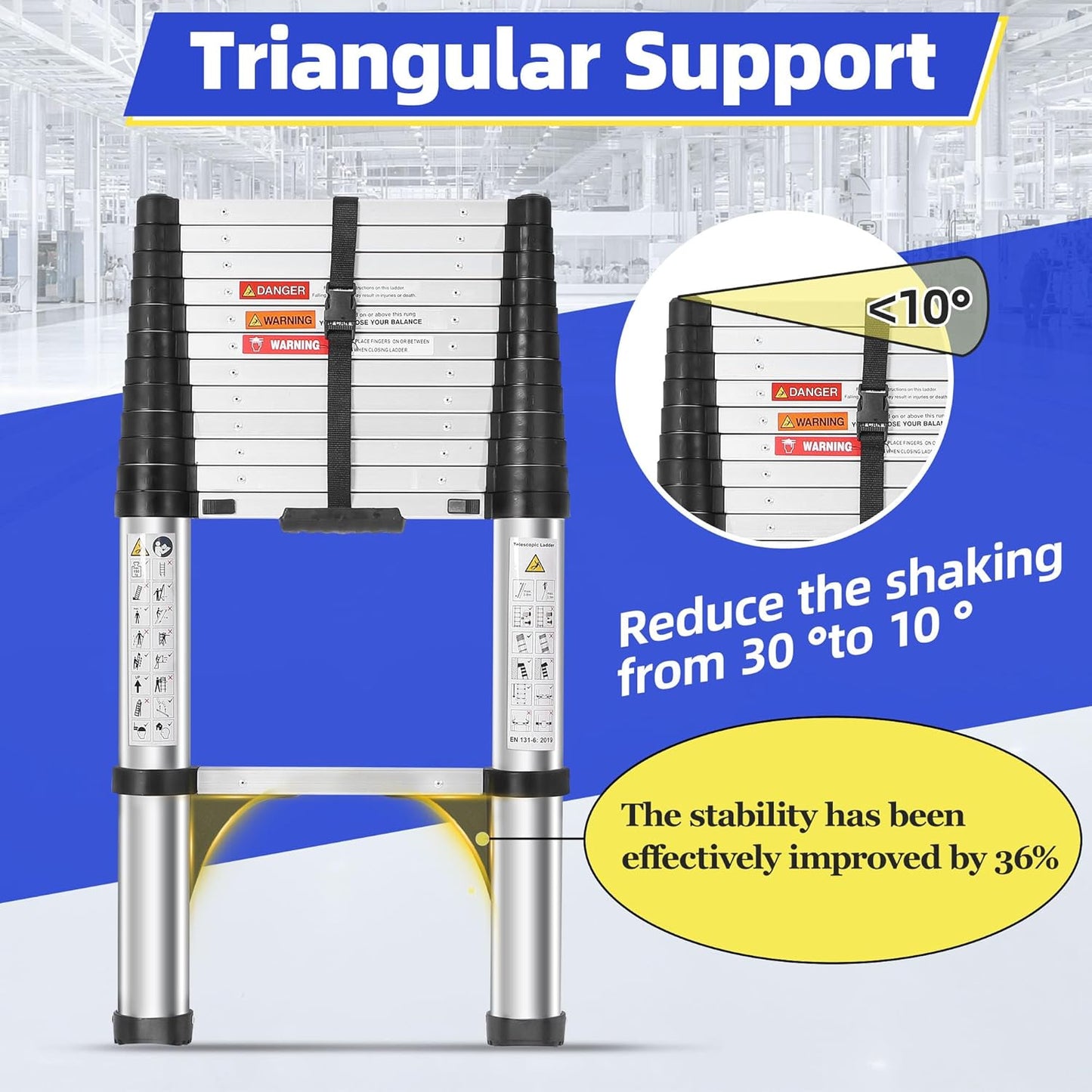 Telescoping Ladders, 12.5 FT Lightweight Aluminum Extension Ladder, Heavy Duty Telescopic Ladder for Outdoor Indoor Home RV, Up to 330lbs