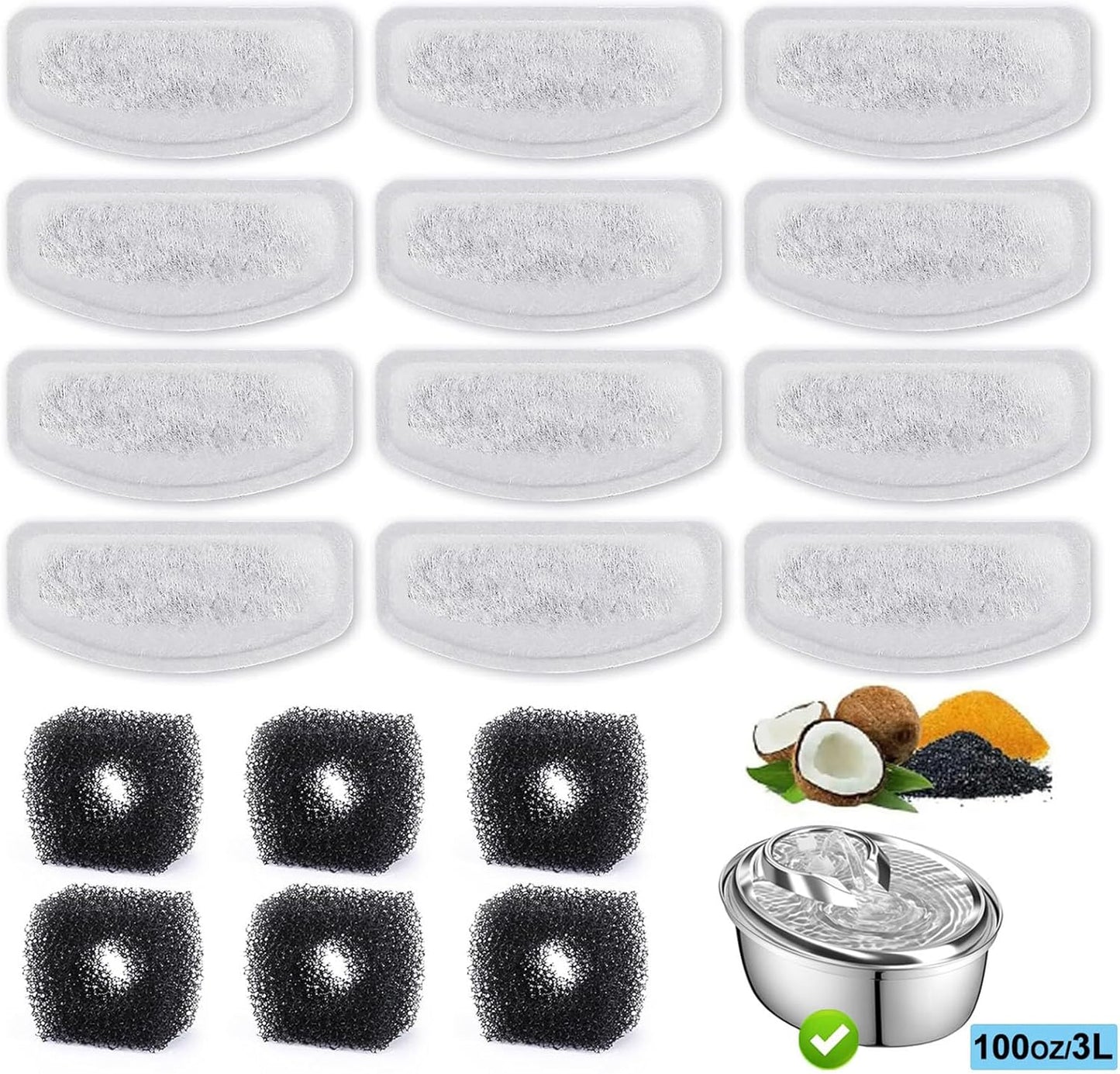 18pcs Universals Cats Fountains Drinking Fountains Activated Pad for Purified Water Cats Healths Water Filter