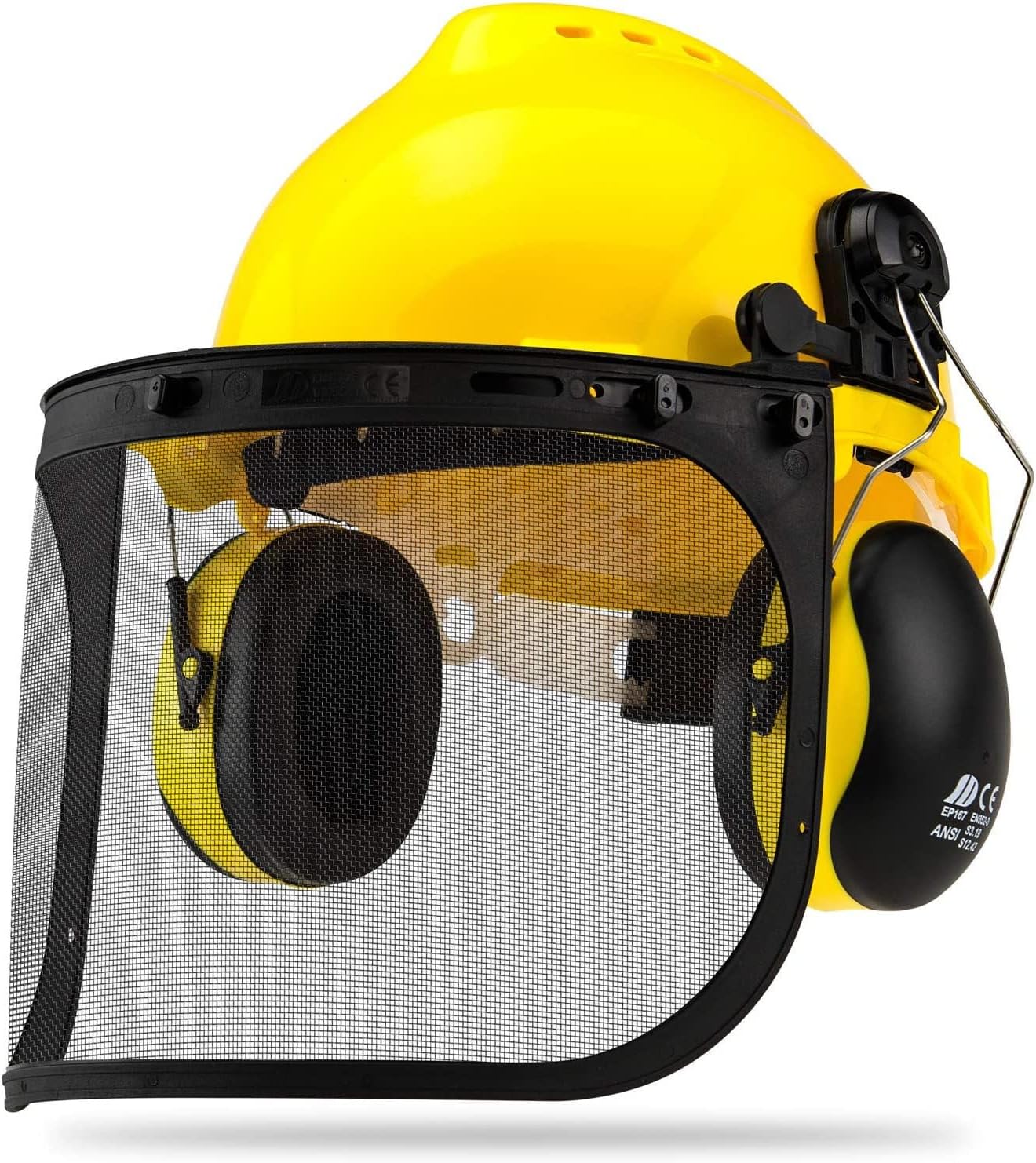 NEIKO 53880A Forestry Helmet for Safety with Shield and Earmuffs, Chainsaw Helmet with Face Shield, Hard Hat Safety Gear Equipment, Protective Face Shield and Mesh Shield for Face Protection