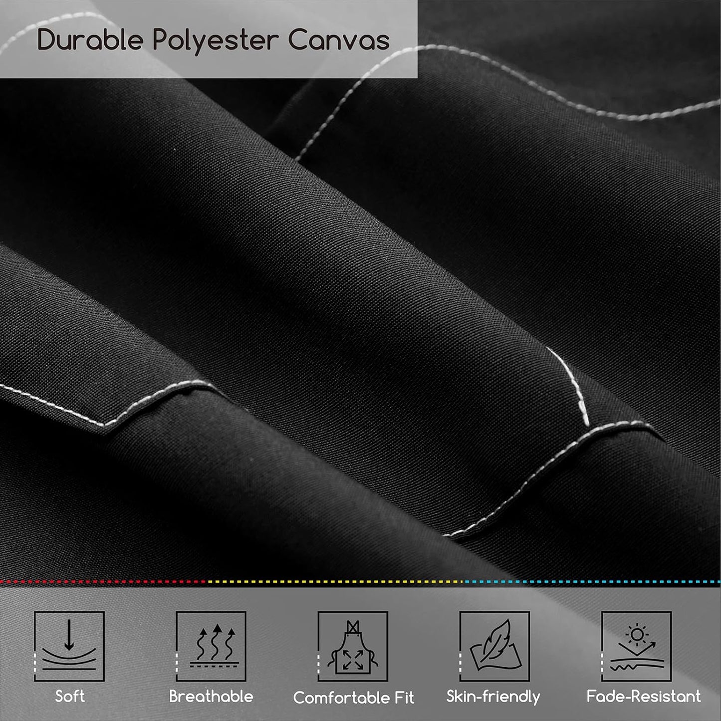 MEEDEN Painting Apron for Men Women: Adjustable Cross Back Waterproof Polyester Canvas Art Apron with 3 Pockets - Artist Apron for Acrylic Oil & Watercolor Painting, Gardening, Cooking - Black