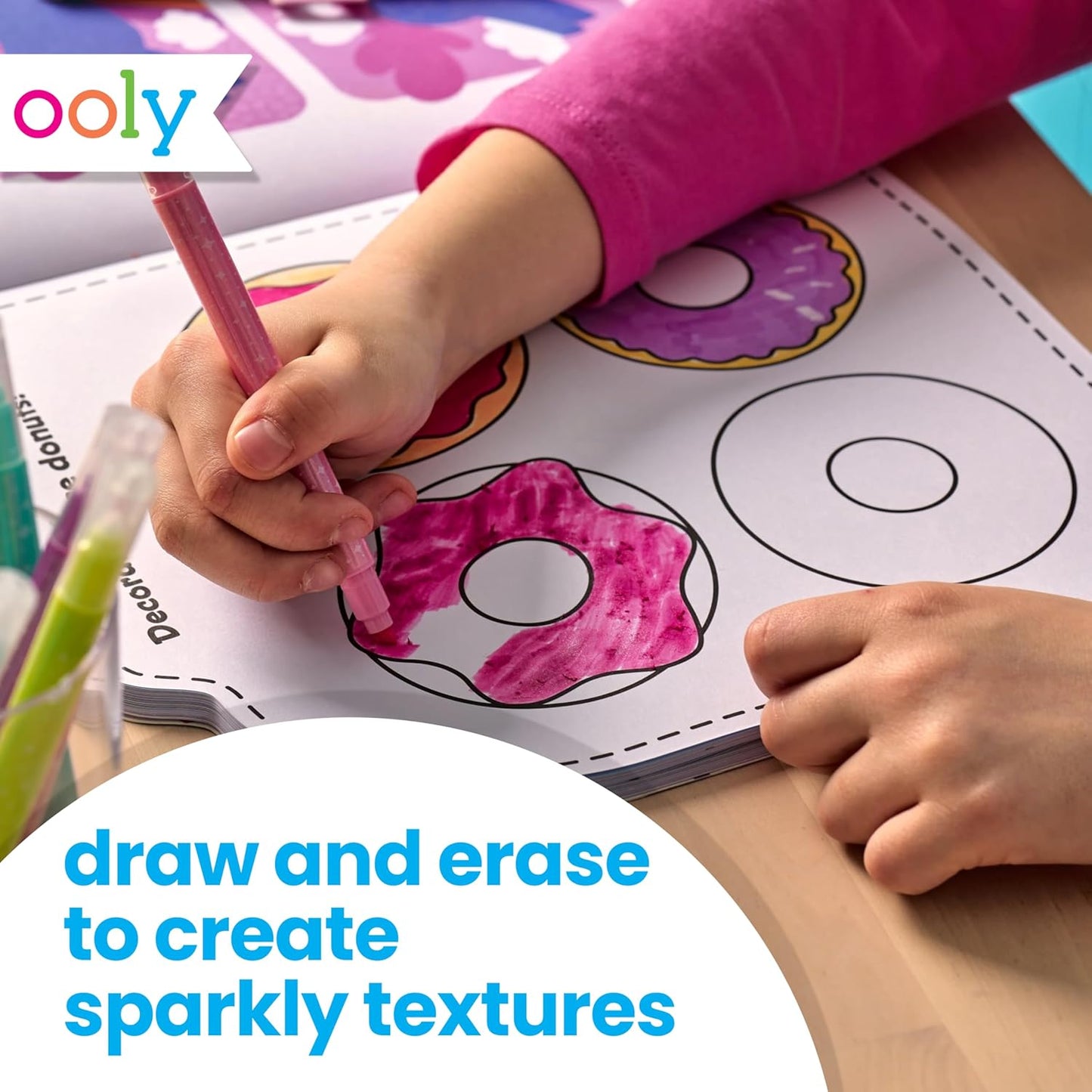 Ooly Make No Mistake Glittery Erasable Markers, 12 Stress and Mess Free Sparkle Markers You Can Erase, Colorful Supplies for Any Arts & Crafts