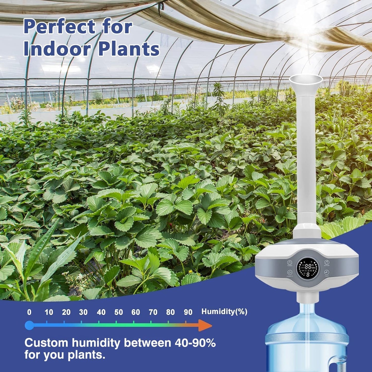 Humidifier Large Room 1000 sq.ft. Whole house & Commercial Humidifier 800ml/h Mist Output, Tankless Ultrasonic Cool Mist Industrial Humidifiers for Home, Office, Plants, Greenhouse, Warehouse