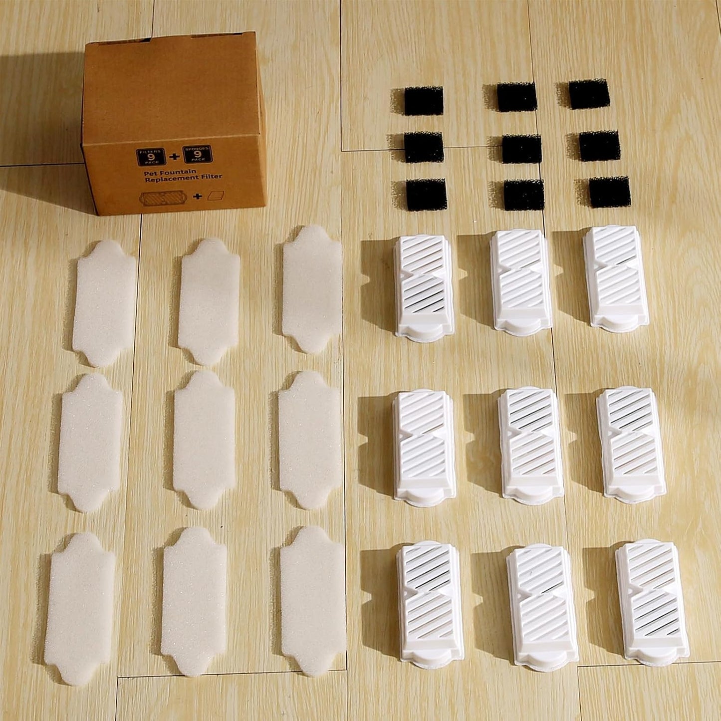 9 Pack Ceramic Cat Water Fountain Replacement Filters, Pet Fountain Replacement Filters for 2.2L/74OZ Ceramic Fountain
