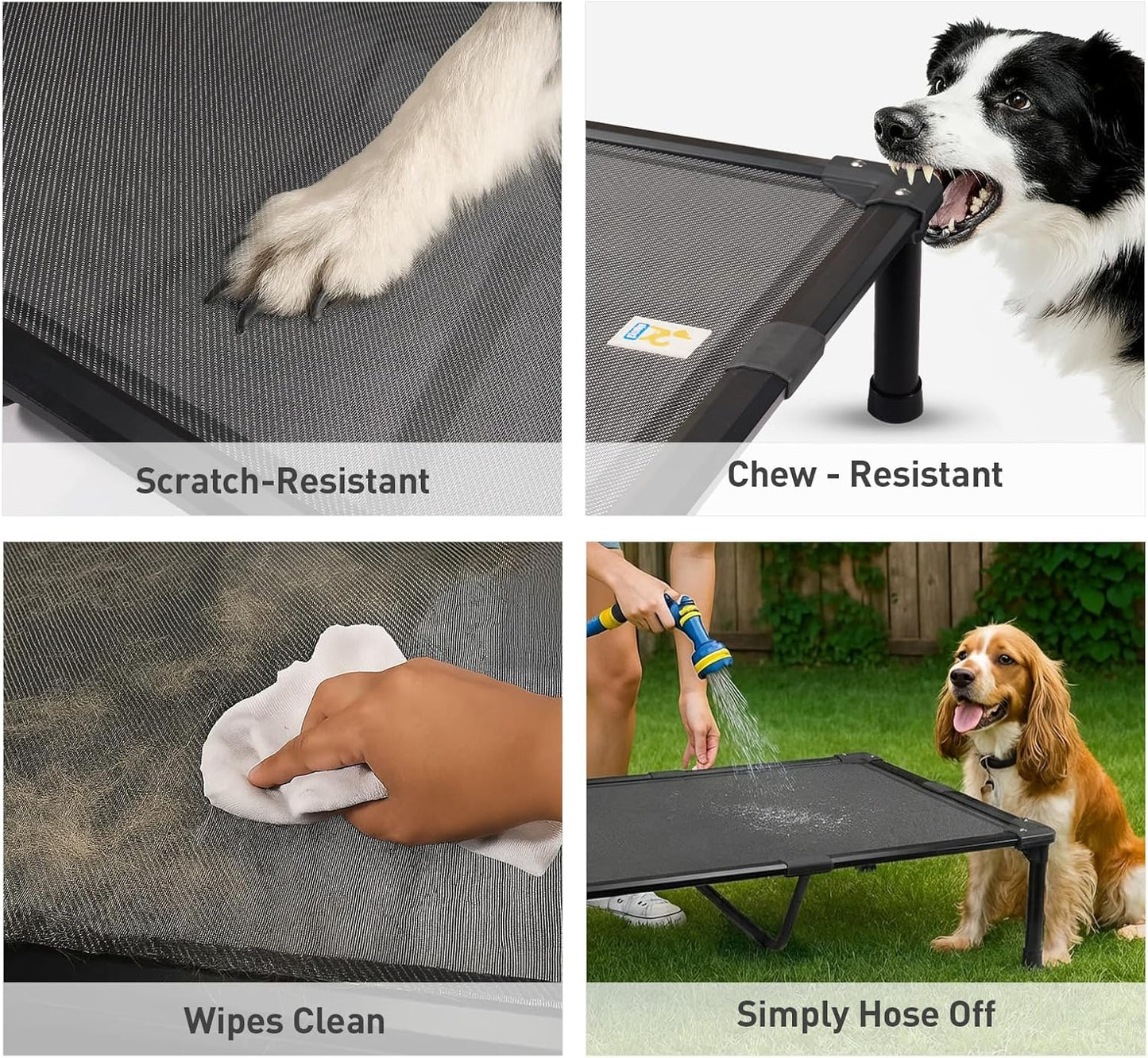 Sytopia 47'' Indestructible Outdoor Elevated Dog Bed for Large Dogs, Chew-Proof Pet Camping Raised Cot with Breathable Mesh - Durable Frame, Cooling Hammock Bed, Non-Slip Feet, Waterproof, Easy Clean