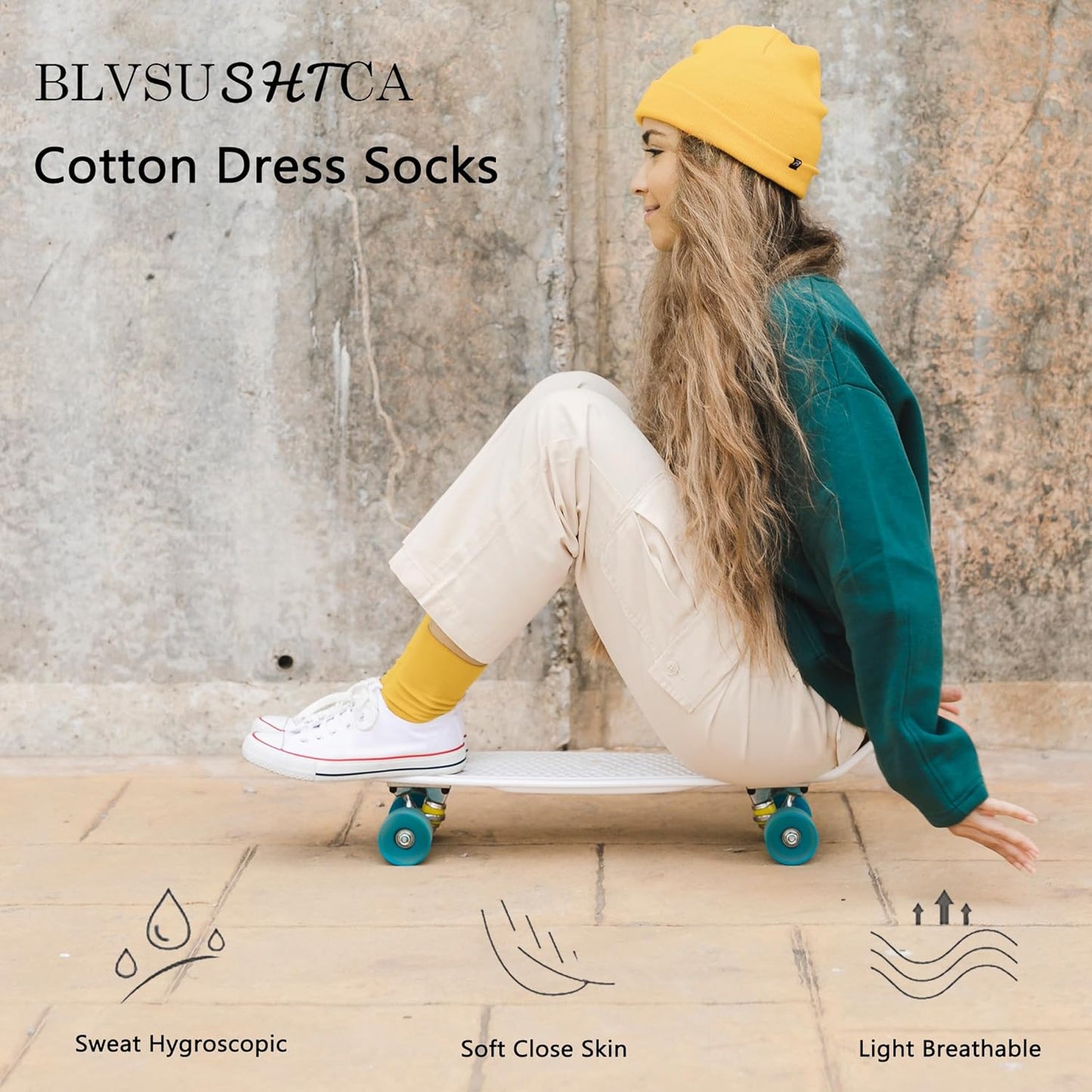 Womens Thin Cotton Socks Soft Socks for Women Above Ankle Breathable Crew Socks 6 Pack