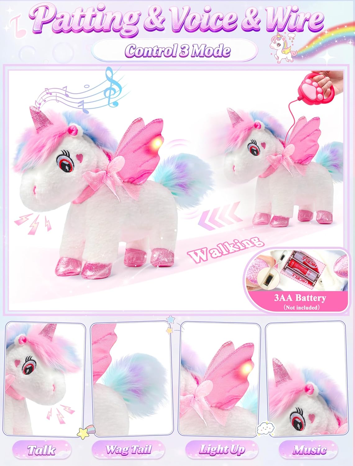 Jeowoqao Unicorn Toys for Girls Age 4-6,Walking Talking Singing Interactive Unicorns with Painting Kit Crafts Toddler Unicornss Dress up, Remote Control Plush Unicorn's Toy for Kids 3-6