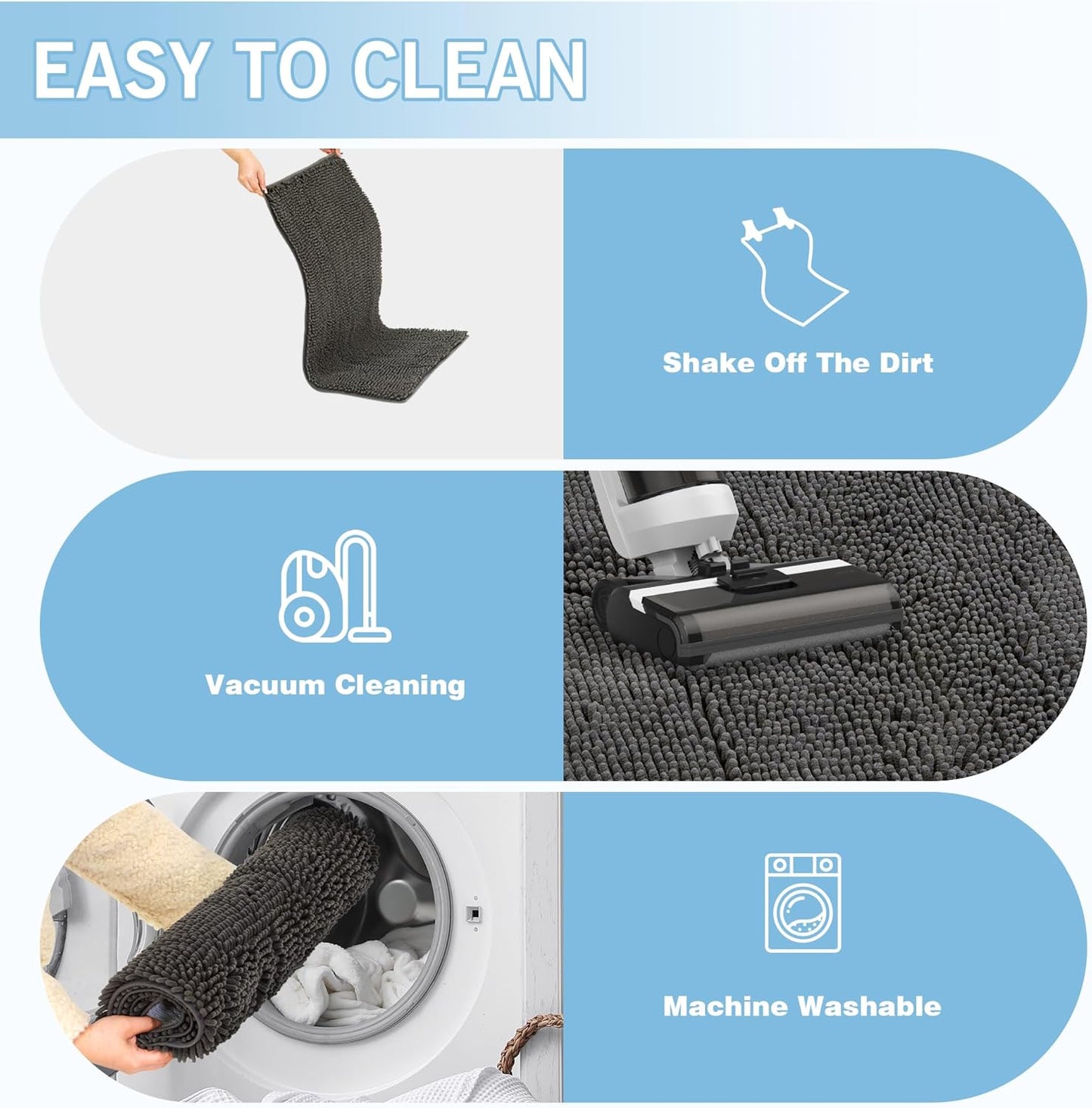 Amyracel Dirt Trapping Door Mat, 48" x 96" Large Absorbent Dog Door Mat for Muddy Paws, Quick Dry Non Slip Chenille Mud Mat for Dogs, Machine Washable Entry Indoor Entryway Rug for Inside Floor