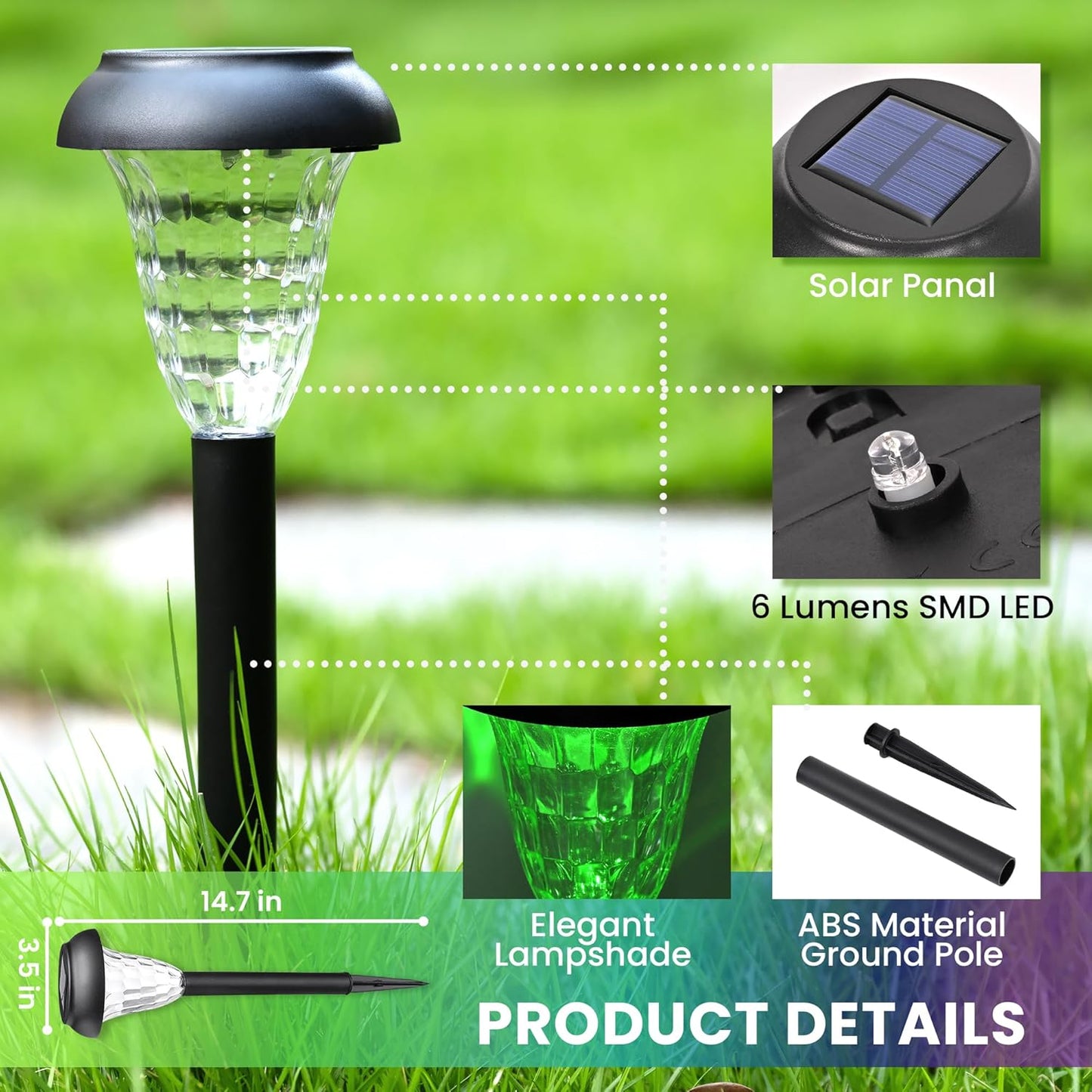 Solar Pathway Lights Outdoor Waterproof 12 Pack Color Changing Garden Light for Yard Patio Driveway Walkway Lawn Landscape Lighting for Outdoor Decor