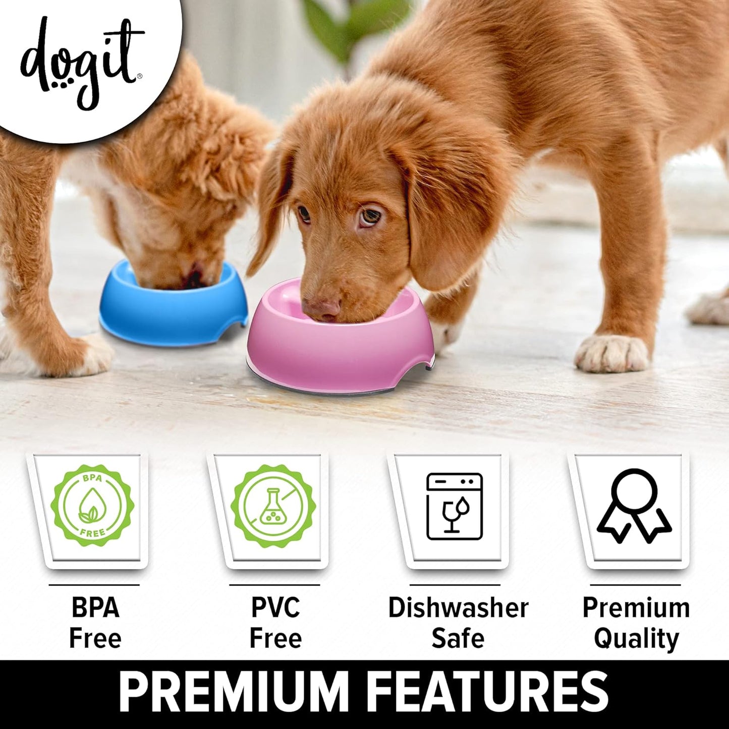 Dogit Go Slow Anti-Gulping Dog Dish, Slow Feeding Dog Bowl Suitable for Wet or Dry Food, Small, Pink