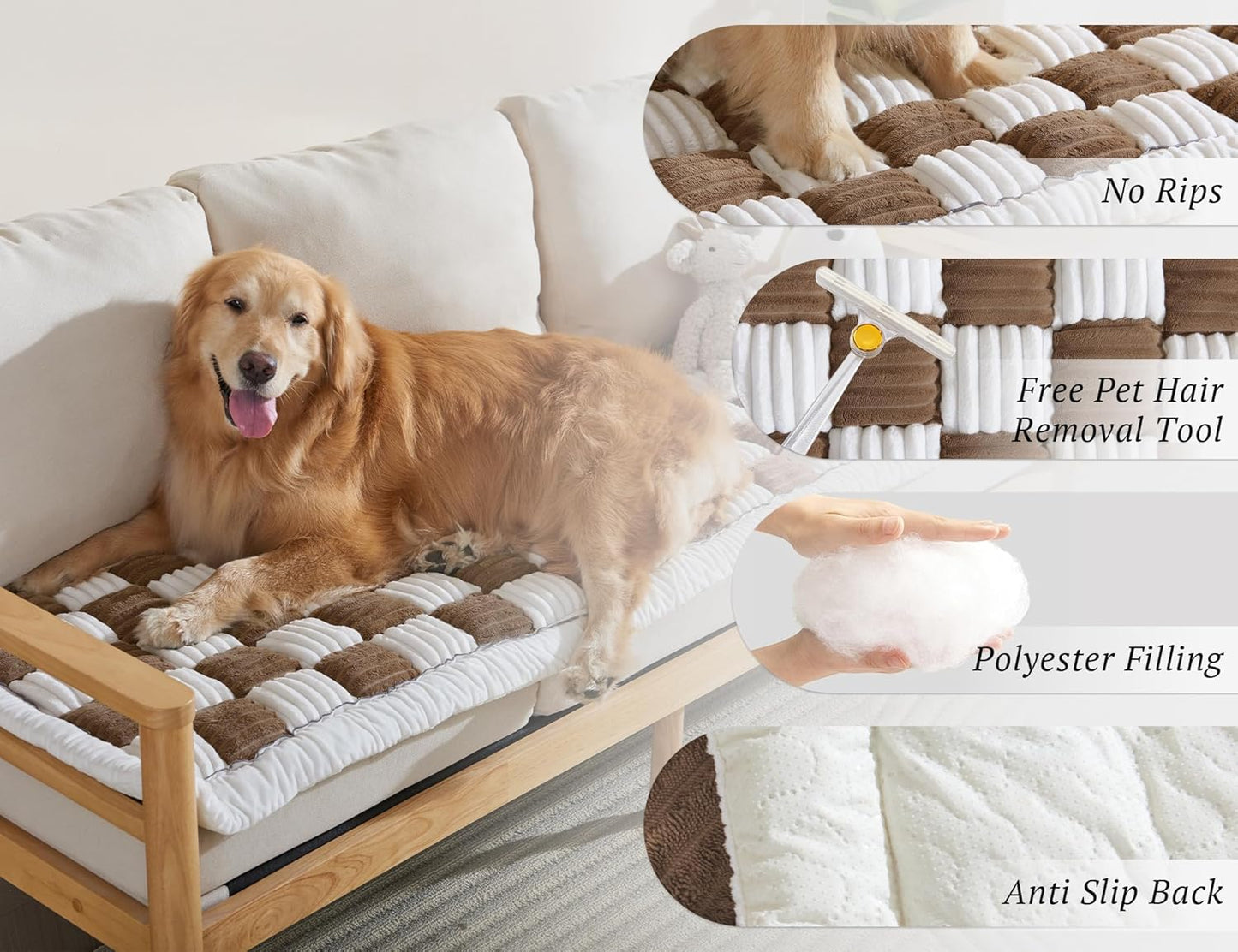 Couch Cushion Cover for dogs Sofa Cover Washable Pet Love Seat Couch Covers for Sofa Slipcover Couch Protector Blanket for Dog Sofa Cushion Covers for Pet Washable Pad Light Brown 70x180cm/27.6x70.9in