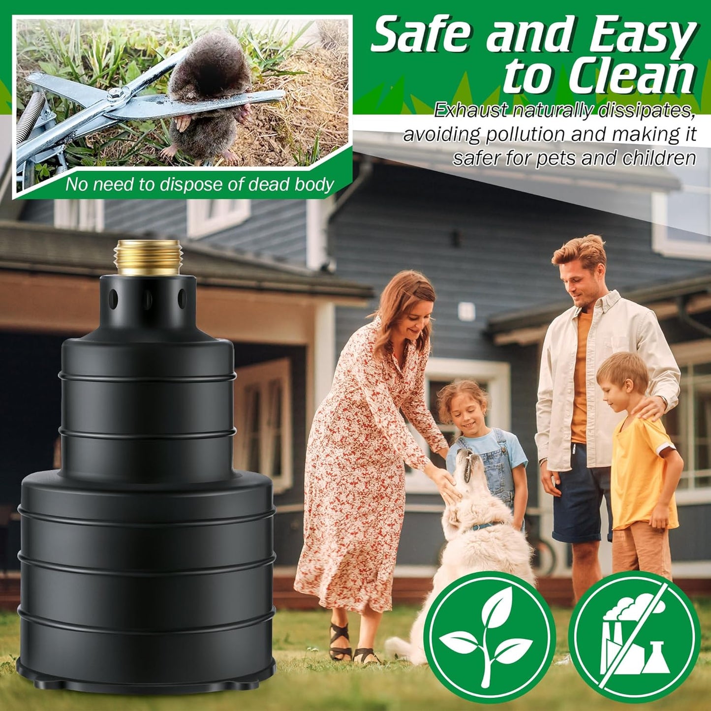 Qualirey 1 Pack Pest Control Exhaust Pipe Attachment Transport Exhaust from Car to Underground for Killing Outdoor Rodents Such as Moles, Gophers (FIT for Pipe in 2"-2.4"/3"-3.5" Diameter) (Black)