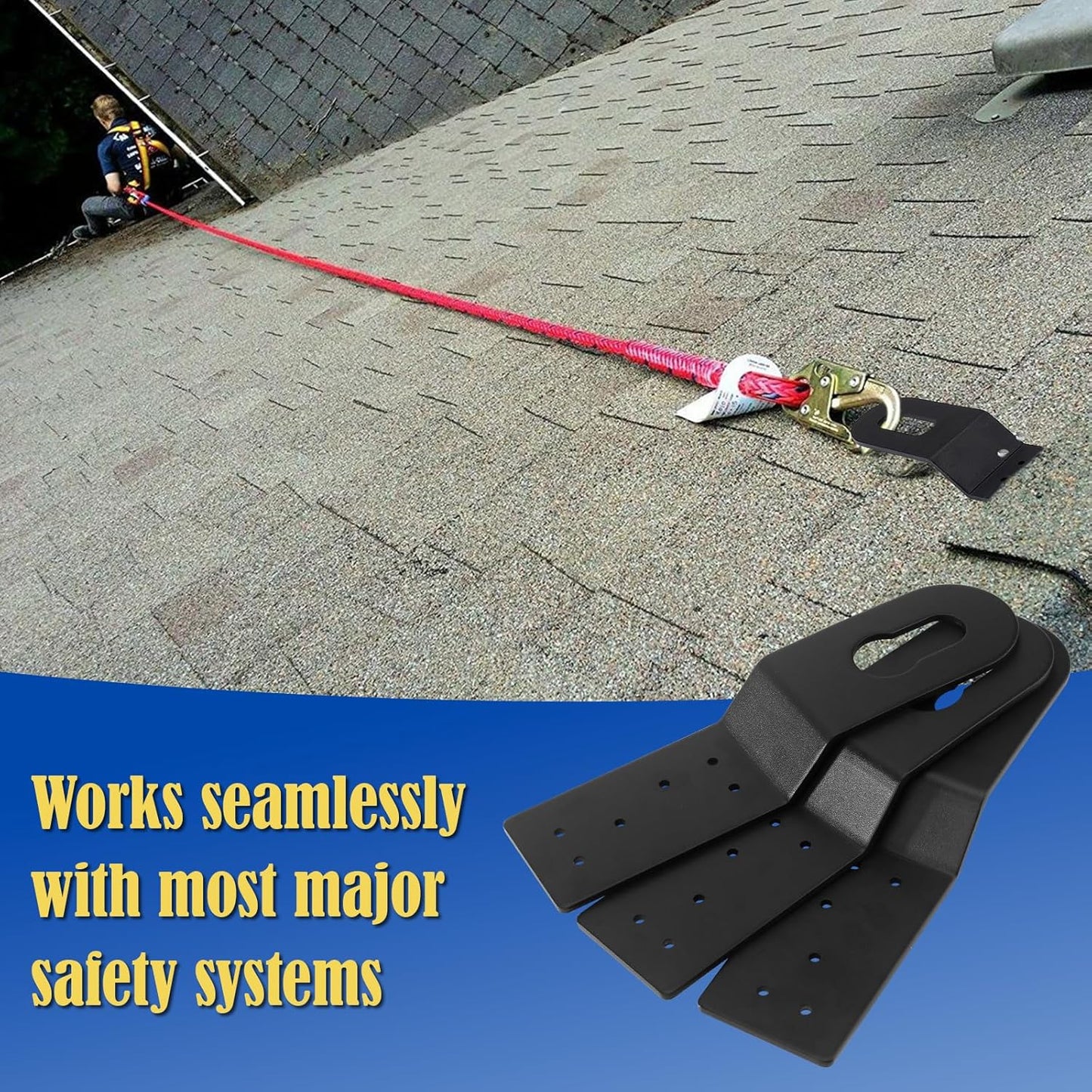 Roof Safety Anchor, Permanent Roof Anchors for Wood Roofs, Use With Roofing Harness, Safety Ropes, Other Roof Safety Equipment (3 Pack)