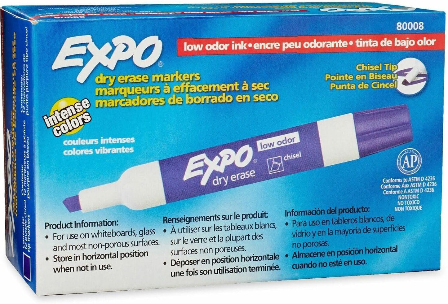 EXPO® Low-Odor Dry-Erase Markers, Chisel Point, Purple, Pack Of 12