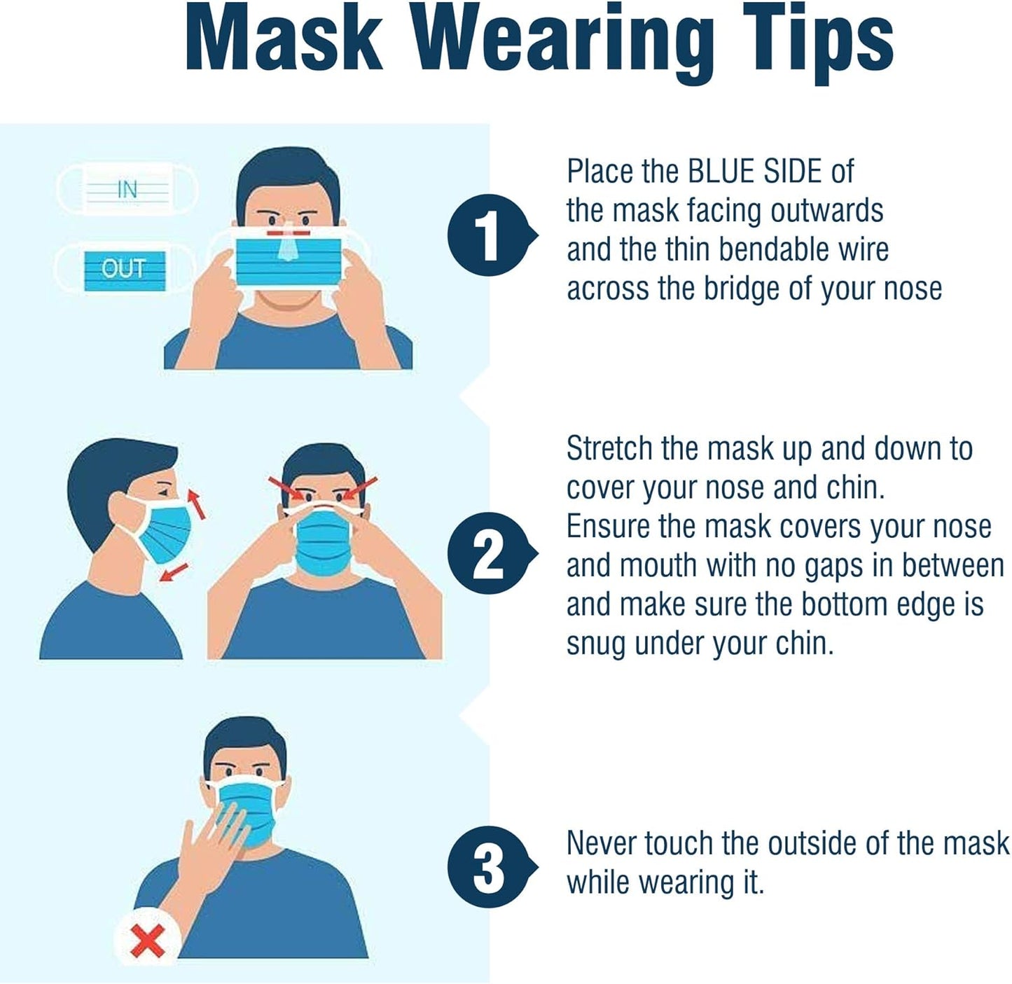WECARE Disposable Face Mask Individually Wrapped - 50 Pack, Printed Masks - 3 Ply