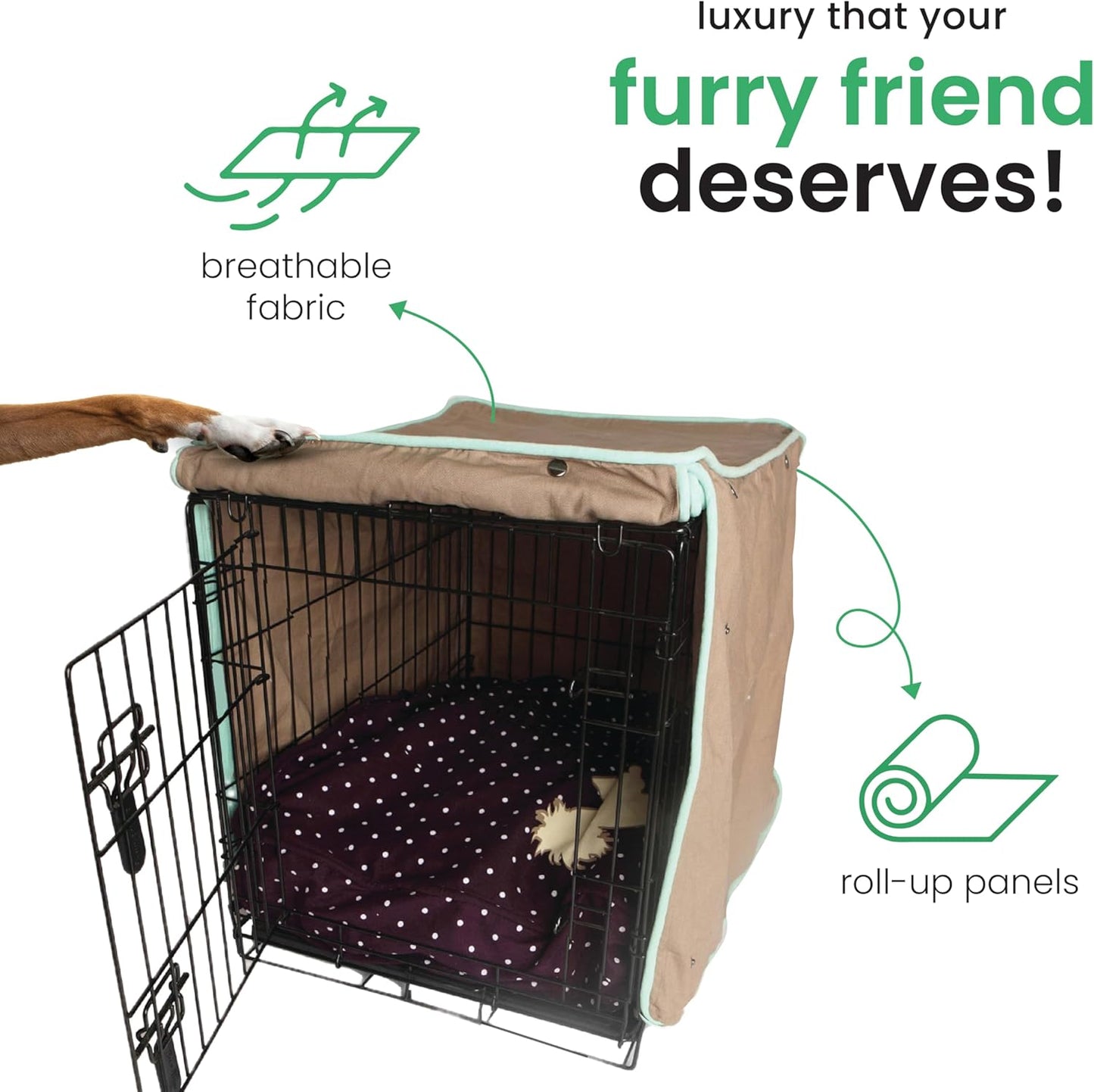 Molly Mutt Wild Horses Dog Crate Cover, 100% Cotton Canvas Cover with 2 Roll-Up Panels, Ideal for Dog or Cat Crate, Durable, Washable, and Free of Harmful Chemicals, 42" x 28" x 31"