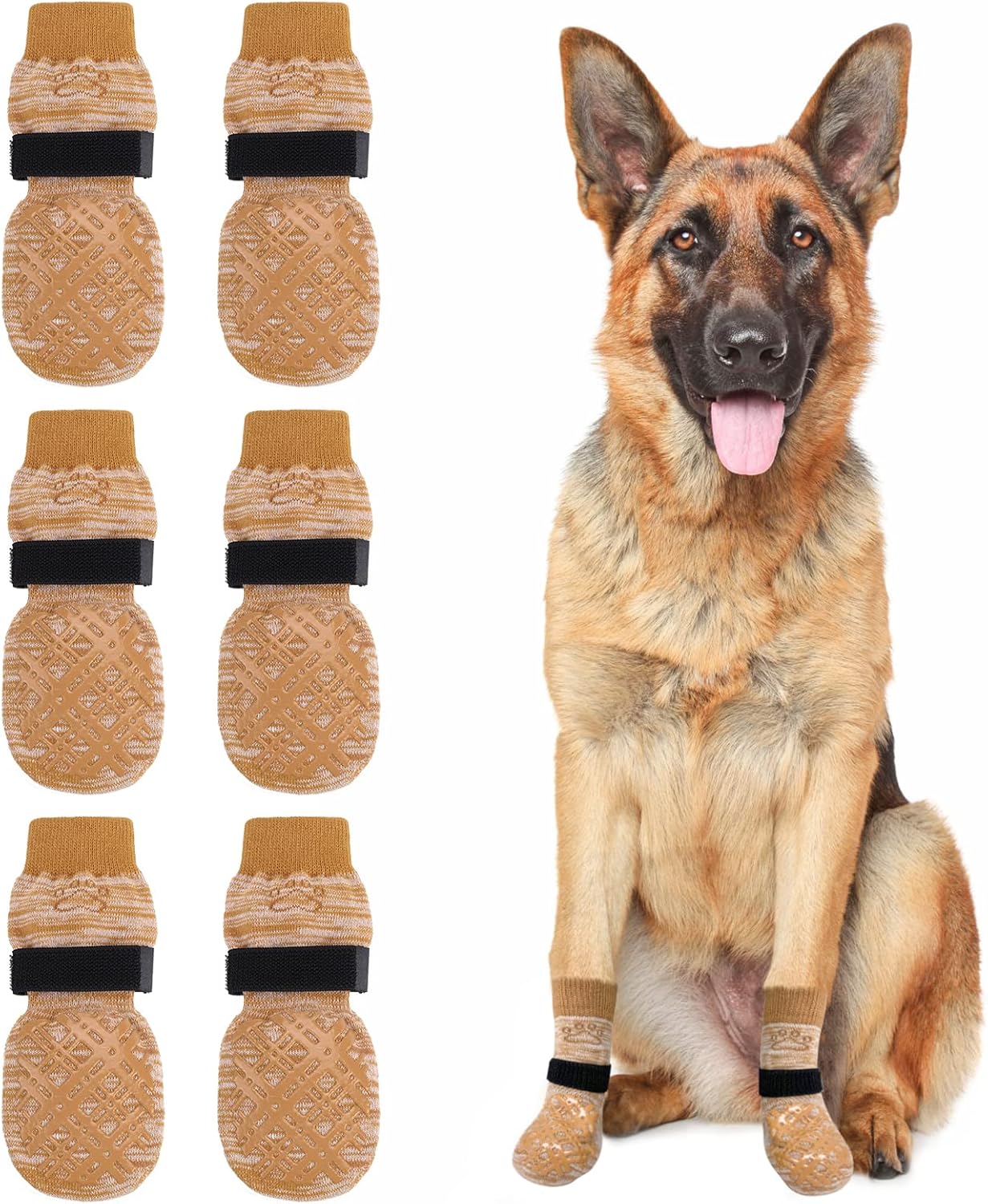 BEAUTYZOO Dog Socks to Prevent Licking for Hardwood Floors - Socks for Small Medium Large Dogs - Hot/Cold Pavement Traction Control Non Skid Anti Slip Socks for Puppy Old Senior Dog, Paw Protector