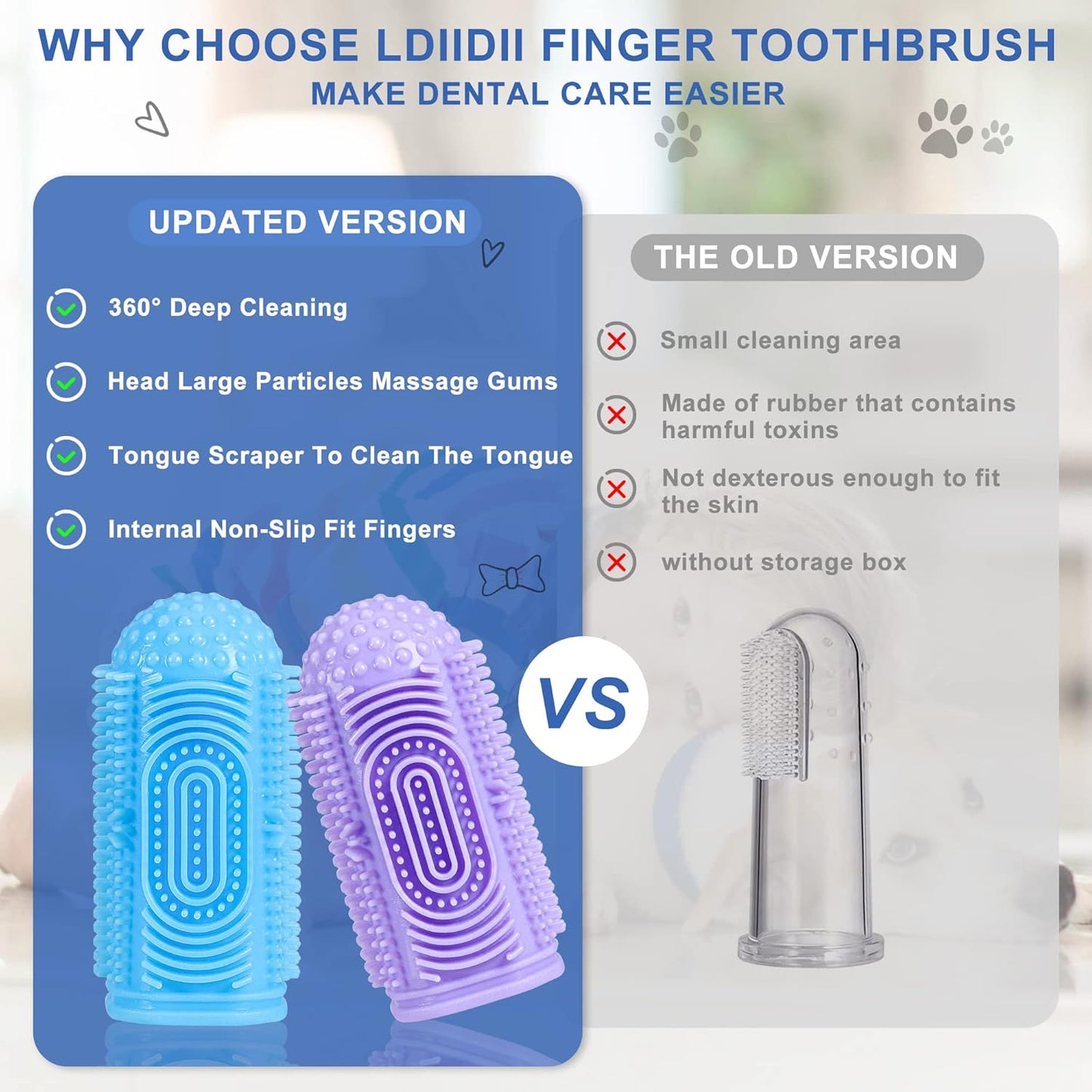 Dog Toothbrush 4 Pack Dog Tooth Brushing Kit Dogs Finger Toothbrush for Teeth Cleaning & Dental Care Cat Toothbrushs Doges Tooth Brush Puppy toothbrushs Pet Toothbrushes Finger Brush