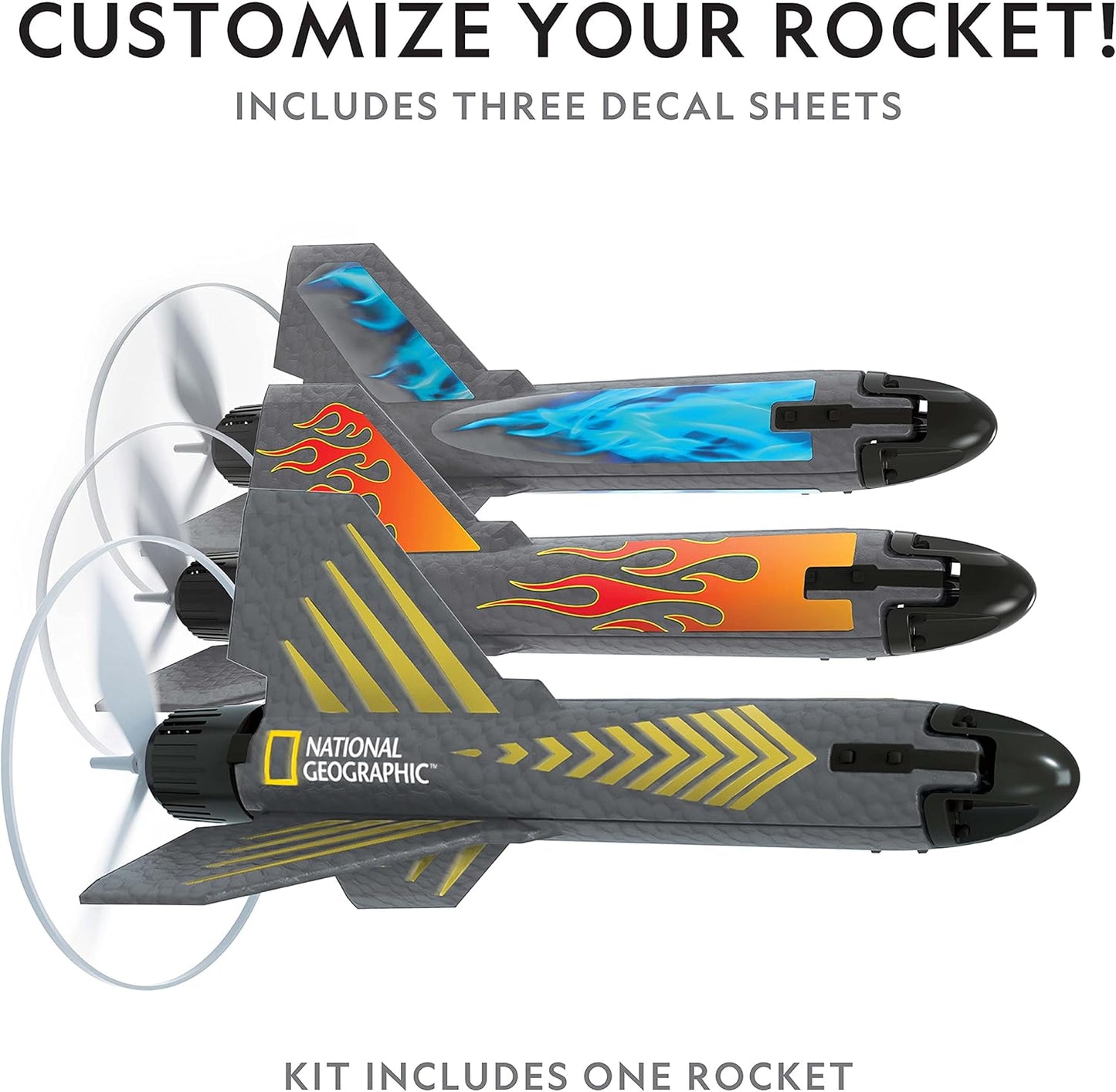National Geographic Rocket Launcher - Motorized Air Rocket Toy with Patented Design, Launch up to 200 Feet, Outdoor Toys & Model Rockets, Gifts for Kids Ages 8-12, Space Toys