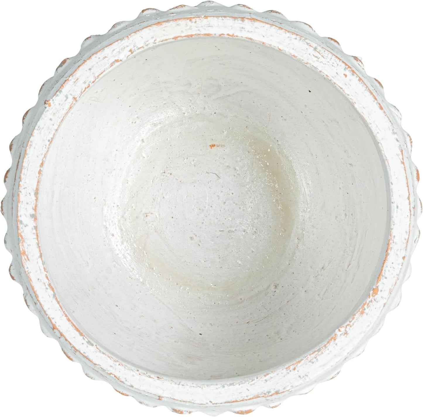 Creative Co-Op Distressed Terra Cotta Hobnail Planter, White