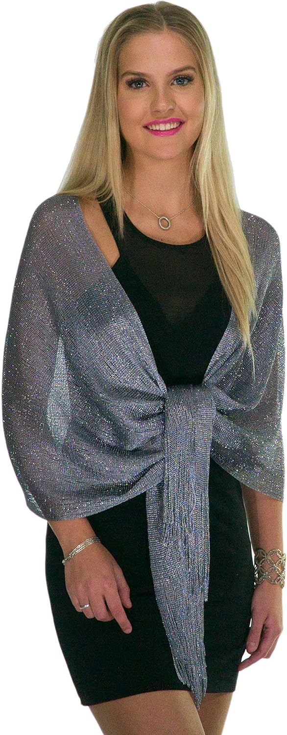 ShineGlitz Shawls and Wraps for Evening Dresses, Metallic Glitter Shawls for Women, Sparkling Wedding Giving Shawl Gift