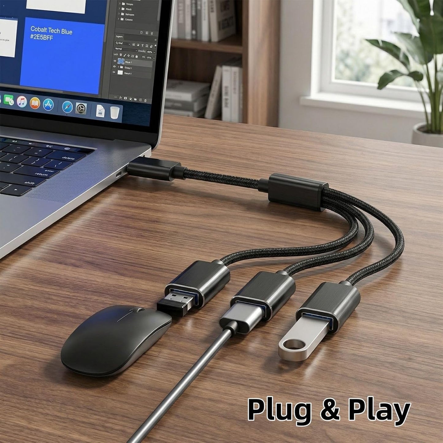USB Splitter 1 in 3 Out, USB A Splitter Adapter, 2025 Upgraded USB 2.0 Male to 3 Female Y Extension Hub Cable for PC/Laptop/Xbox/Flash Drive/Mouse/Keyboard(Black)