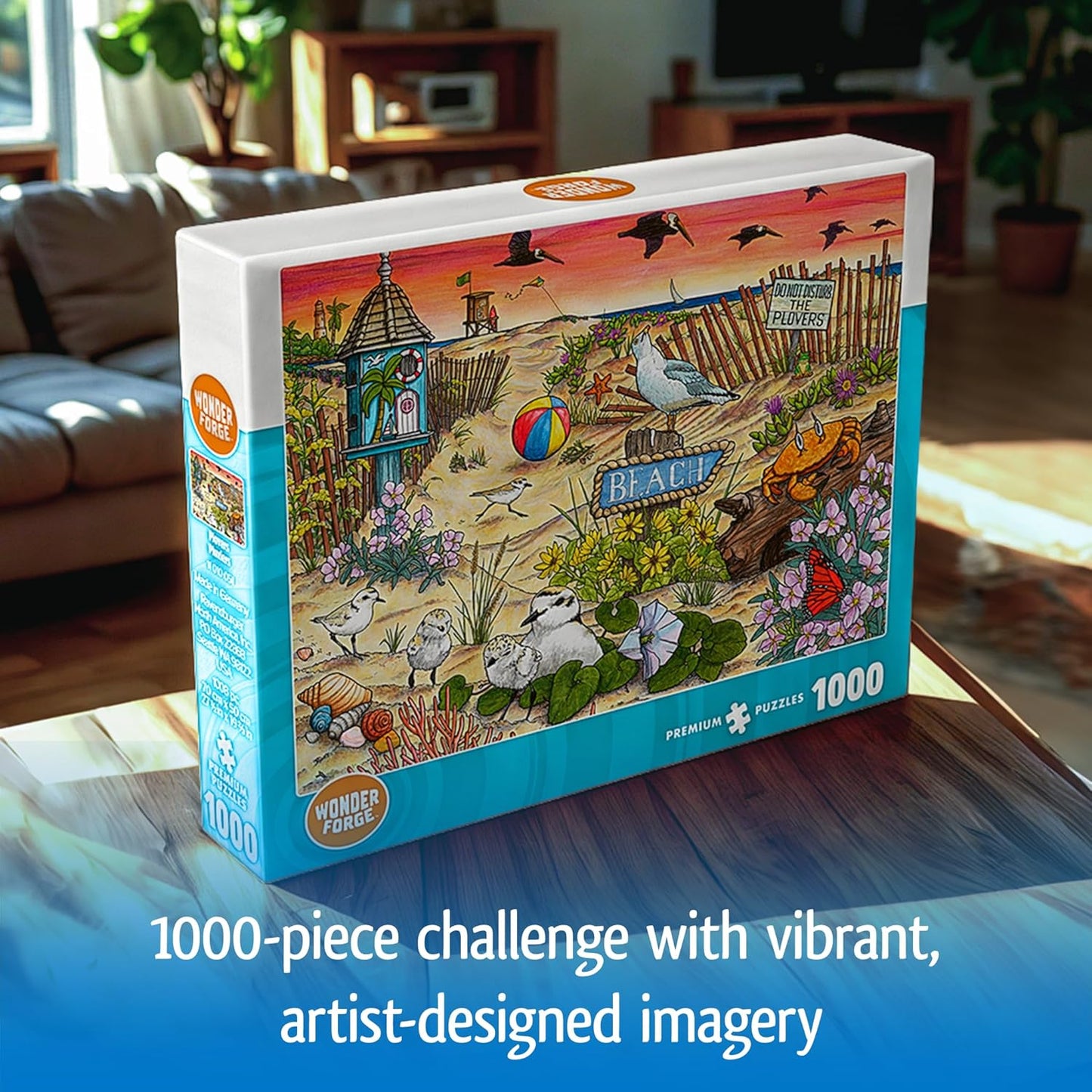 Wonder Forge Don't Disturb The Plovers 1000 Piece Jigsaw Puzzle for Adults | Unique, Perfectly-Fitting Pieces | Fun, Vibrant Imagery | Amazon Exclusive