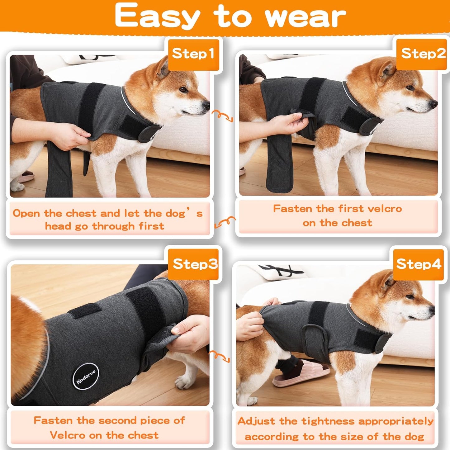 Dog Anxiety Jacket, Skin-Friendly Dog Calming Shirt - Dog Coat for Thunder, Fireworks, Vet Visits and Separation - Keep Pet Calm Without Medicine & Training, Anti Anxiety Vest for Dogs