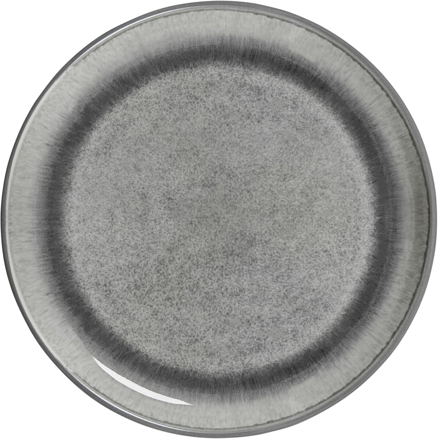 Sango Asher 12-Piece Stoneware Dinnerware Set for 4, Gray Ceramic Plates and Bowls Sets, Modern Dish Set with Reactive Glaze, Durable Kitchen Dishes for Casual Dining, Microwave & Dishwasher Safe