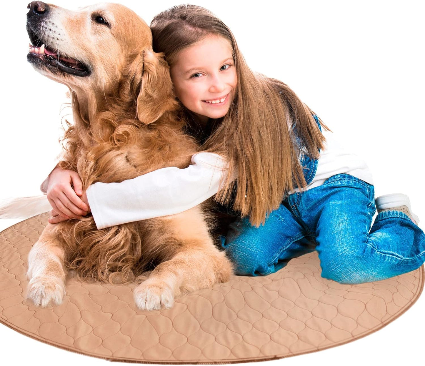 EZwhelp Reusable Dog Pee Pad, Washable Waterproof Mat for Dog Potty Training or Whelping Pad, Round, 36 Inch