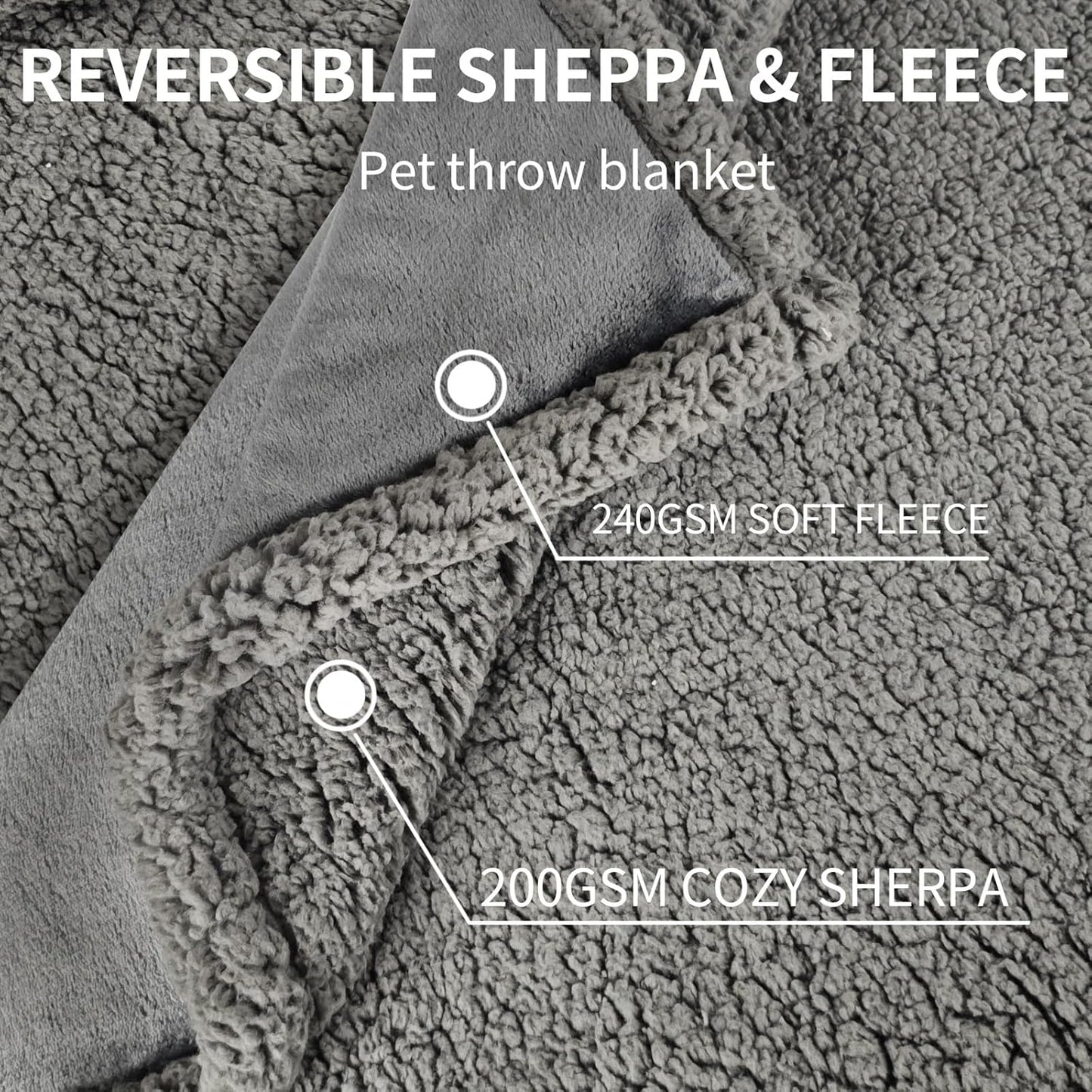 SORKUT Waterproof Dog Blanket for Small Dogs,Soft Pee Proof Puppy Blanket Reversible Calming Sherpa Fleece Furniture Protector Cover for Dogs Cats,Dark Gray-Small(40"x28")