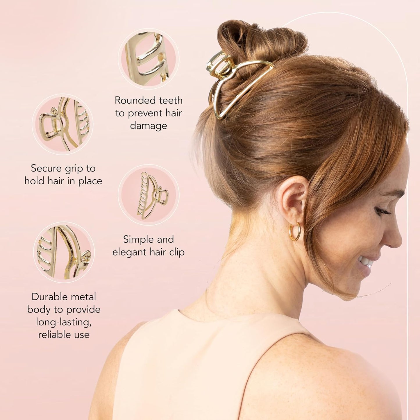 Kitsch Metal Hair Clips for Women - Durable & Elegant Metal Claw Clips, Perfect for Everyday Use & Special Occasions | Ideal Gifts for Women - Gold, 1 Pc