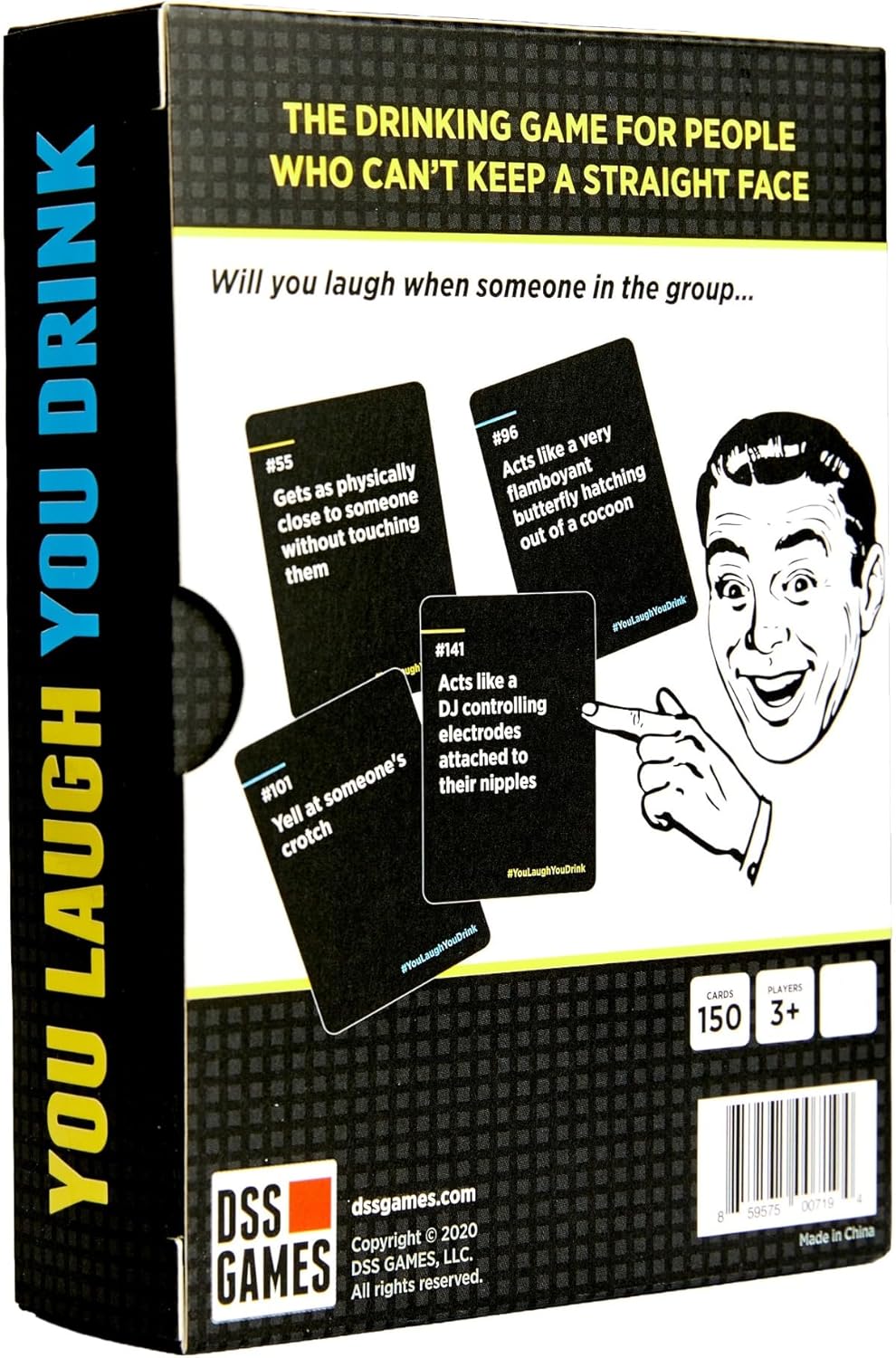 DSS Games You Laugh You Drink for People Who Can’t Keep A Straight Face [Try Not to Laugh Cards | Party Game for Adults | 150 Fun Prompt Cards for Game Nights, Pregames | Gift for Him]