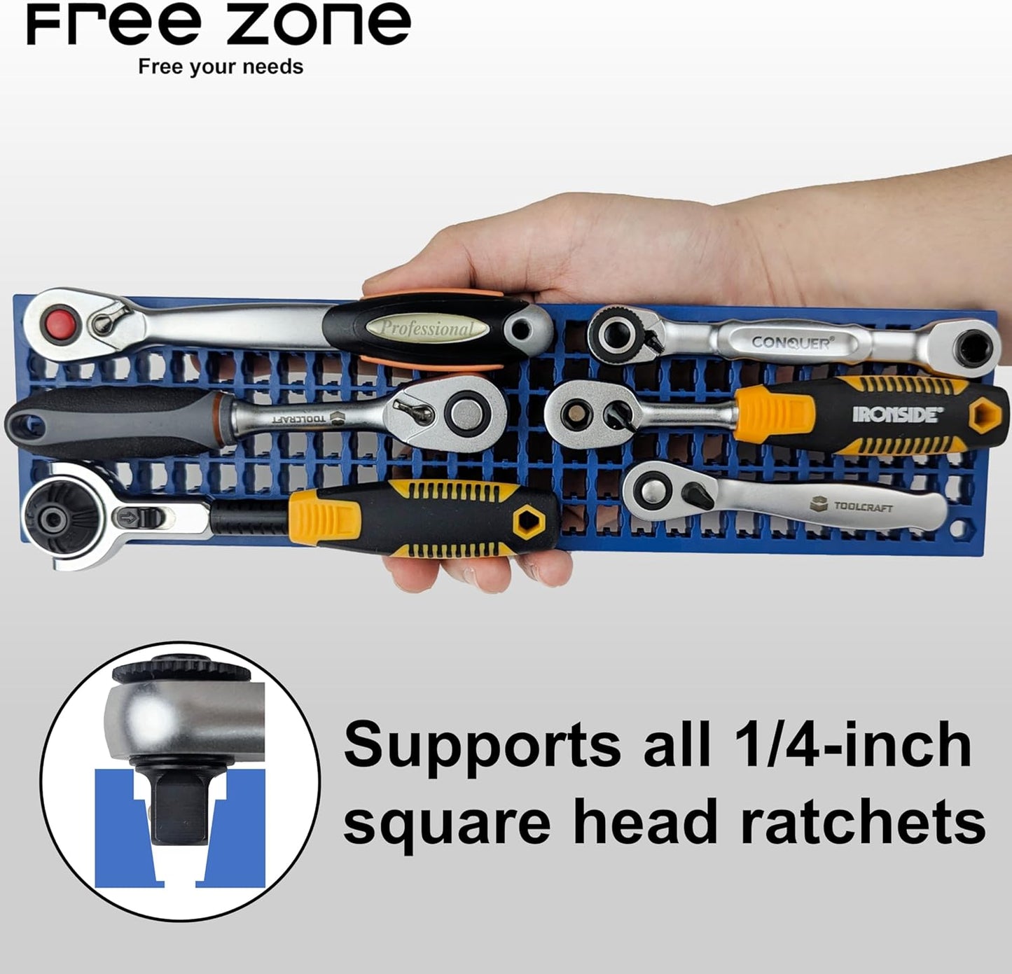 FREE ZONE Bit Organizer Set (Black) – 158-Hole Bit Storage – 1/4" Hex Bits & Drive Bits Adapter Storage – Toolbox Storage (Tools Not Included)