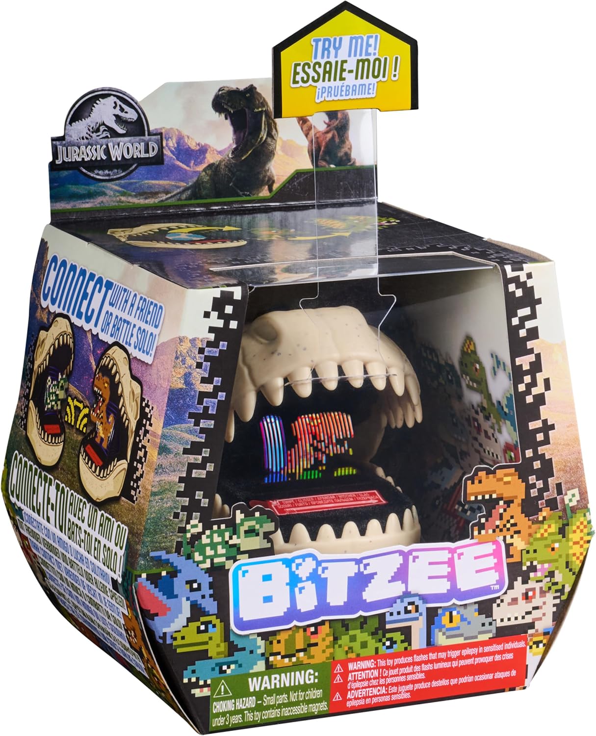 BITZEE, Jurassic World Interactive Dinosaur Toy with 25 Dinosaurs Inside, Great for Easter Gifts, Digital Pet Reacts to Touch, Pods Connect & Interact