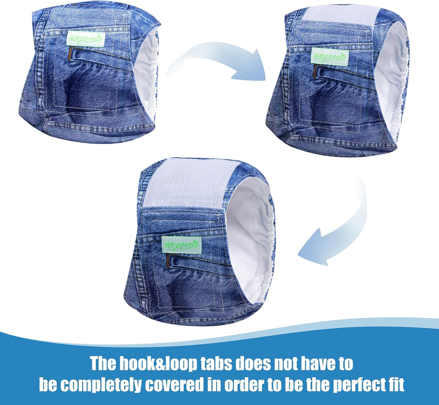 Wegreeco Jeans Washable Dog Diaper Male (Pack of 3) - Washable Male Dog Belly Wrap (Small)