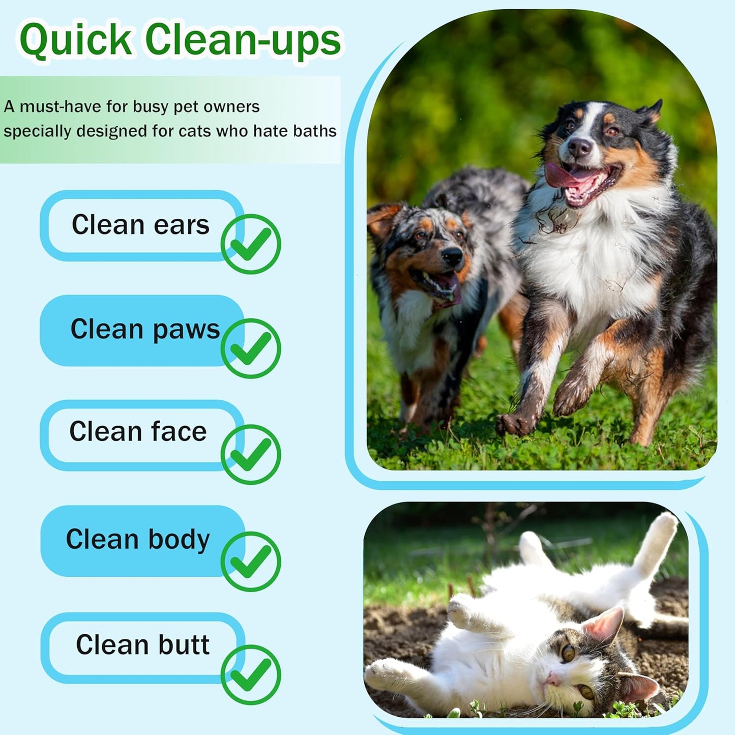 Dog Wipes & Cleaning Gloves 2-in-1 for Dogs and Cats, Extra-Thick Pet Wipes with Coconut Oil for Lick-Safe Paws, Eyes, Ears & Body, Rinse-Free Waterless Bath for Deodorizing&Cleansing, 24 PCS