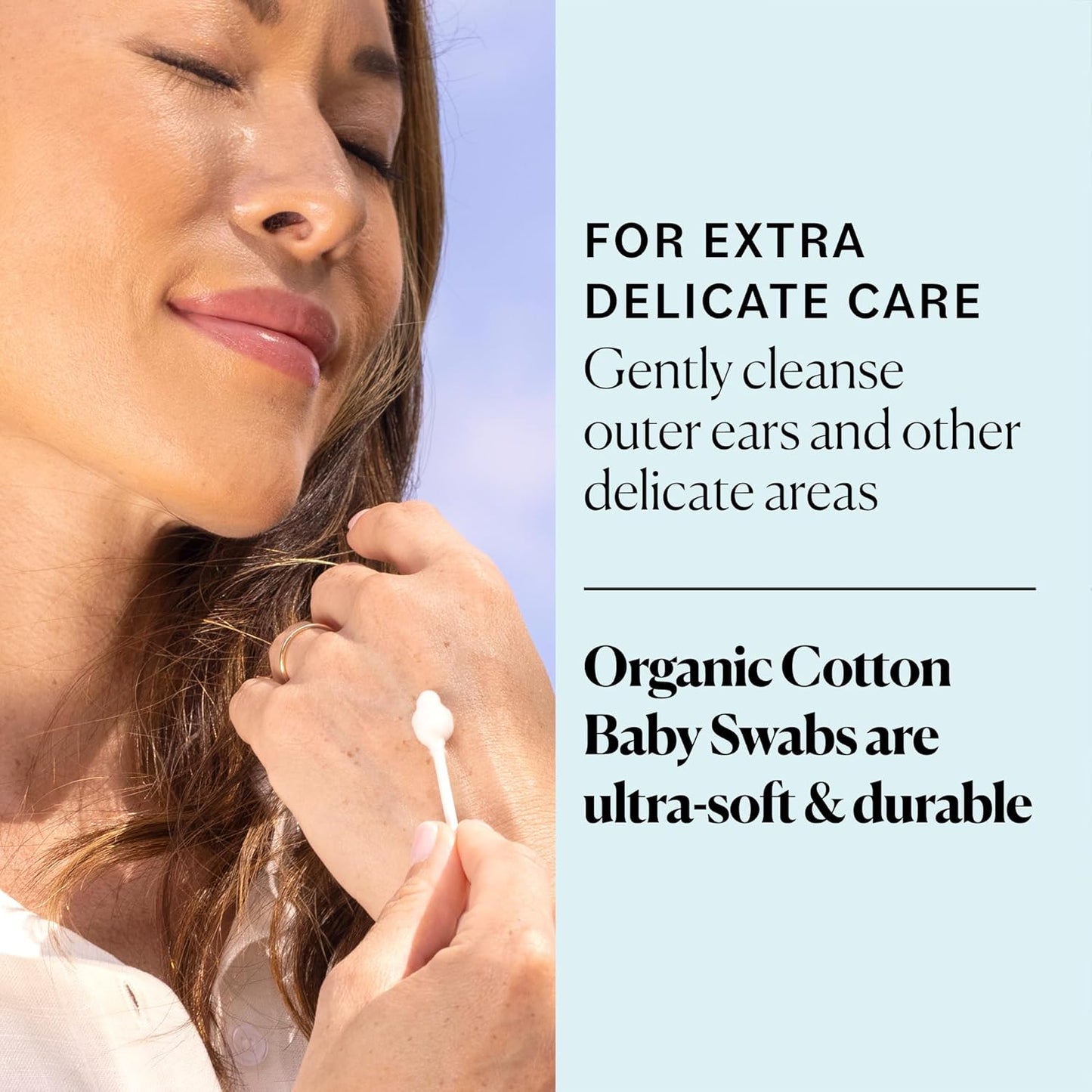 Sky Organics - Organic Baby Cotton Swabs, 60 ct. - Ultra Soft Baby Safe Tips - Strong & Durable - Hypoallergenic - Chlorine Free - Natural, Vegan & Cruelty Free - Skin Care & Baby Care