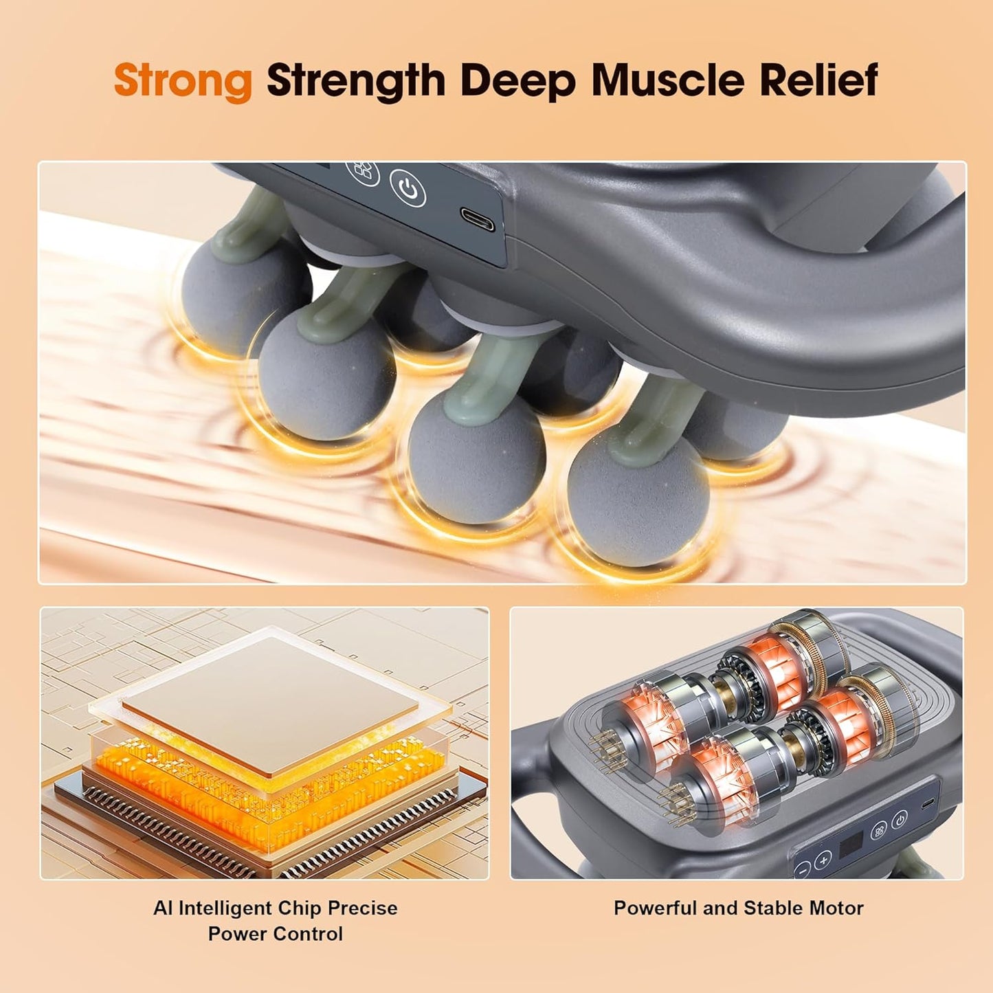 16 Head Massage Gun Set, Deep Tissue Percussion Massager, 2600mAh Electric Massage Tools with 9 Styles & Levels, Dark Grey