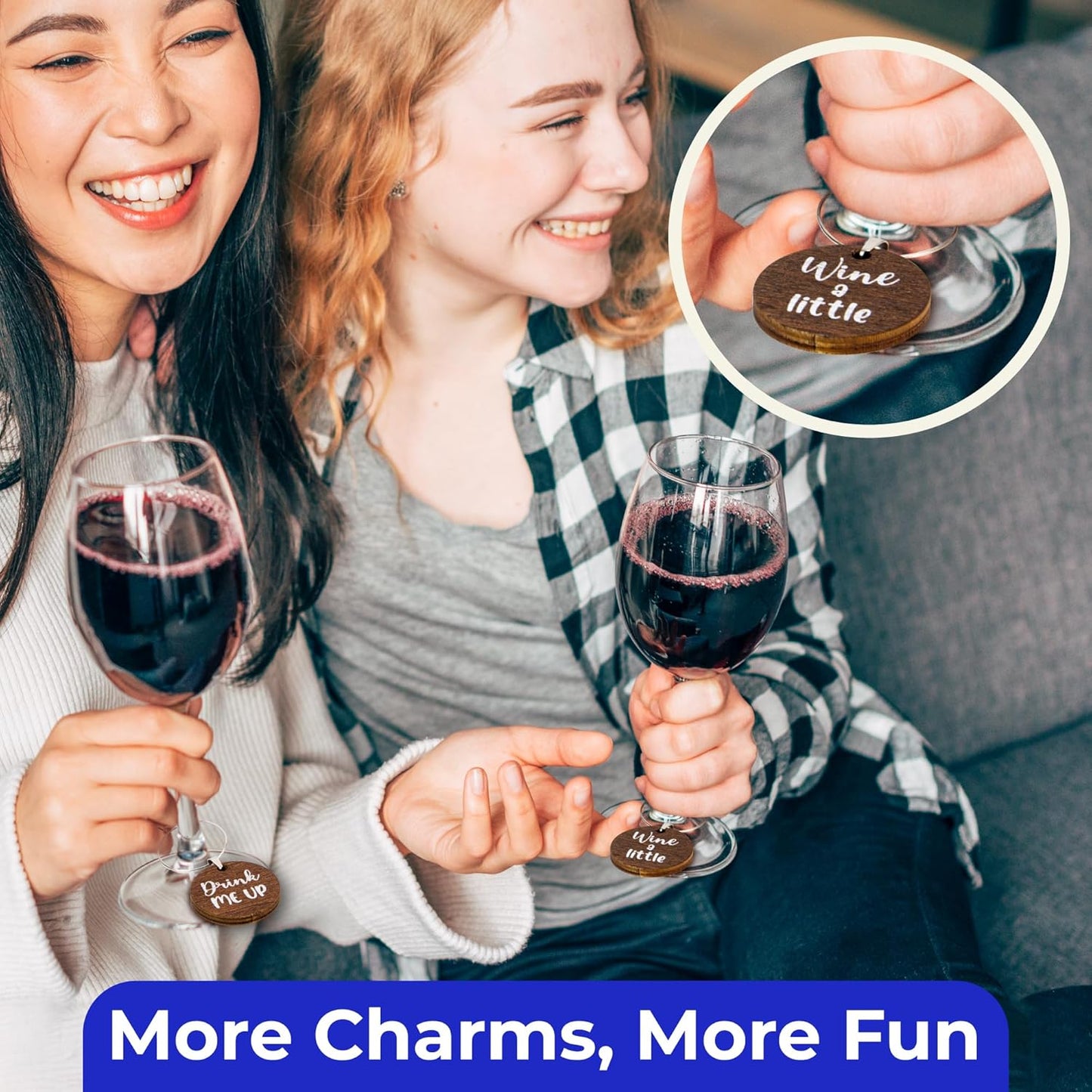 Funny Wine Glass Charms - 15 Pcs Christmas Wine Charms For Stem Glasses Tags, Drink Glass Identifiers Drink Markers For Birthday, Tasting Party Decorations