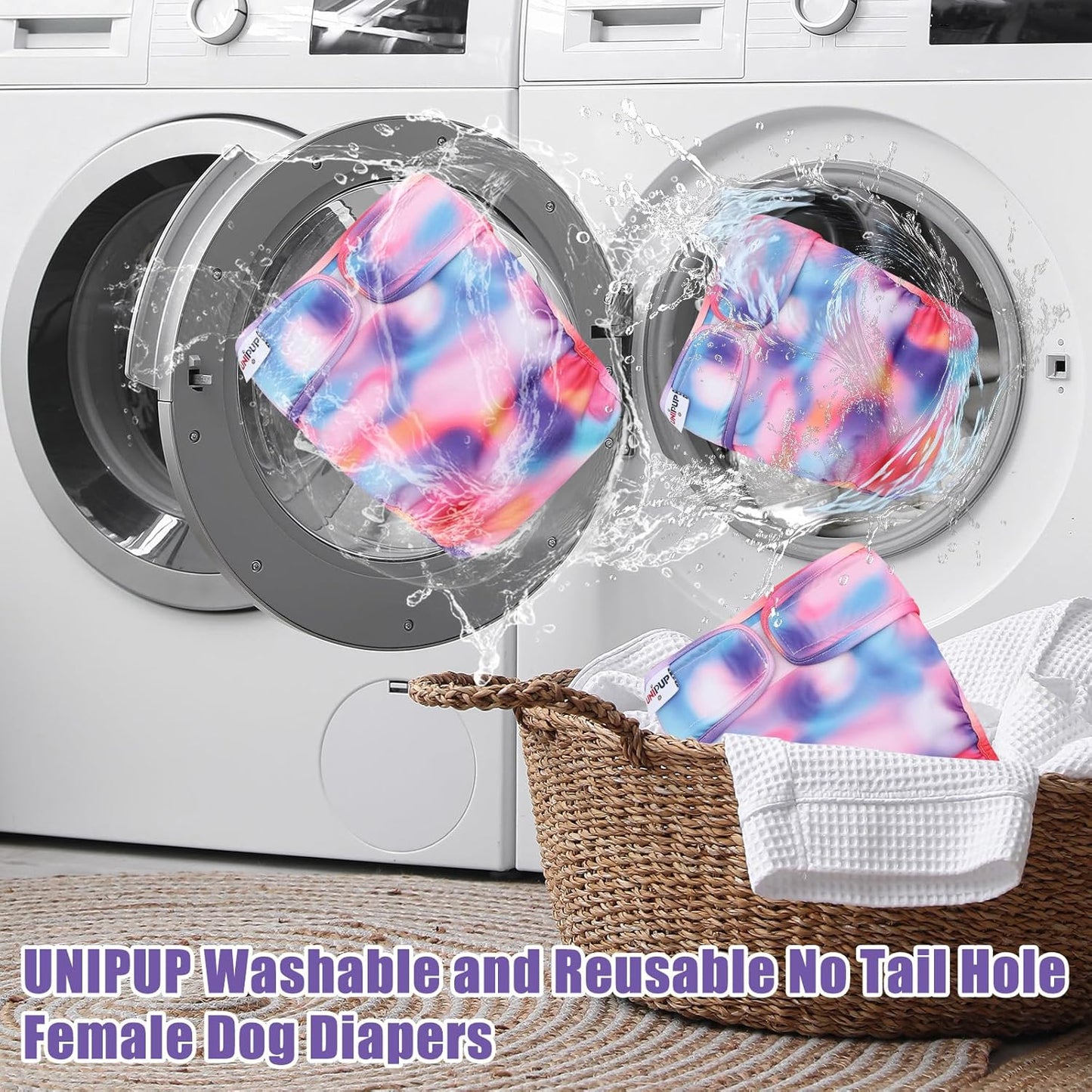 Female Dog Diapers Reusable No Tail Hole Period Panties Washable 3 Pack Diapers Female for Docked-Tail Frenchie French Bulldog Boston Terrier Without Tail U-WWD03L