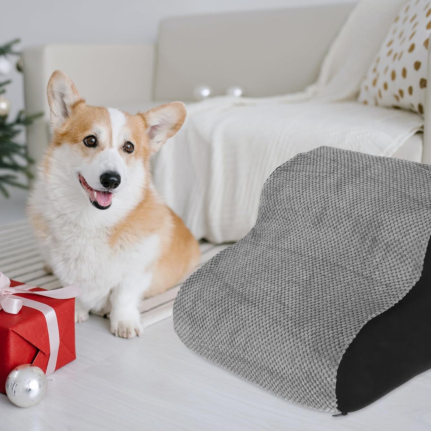 FAVOMOTO Dog Ladder Pet Steps High-Density Foam Non-Slip Bottom Wide Pet Stair Ramp for Sofa and Bed Puppies and Small Dogs
