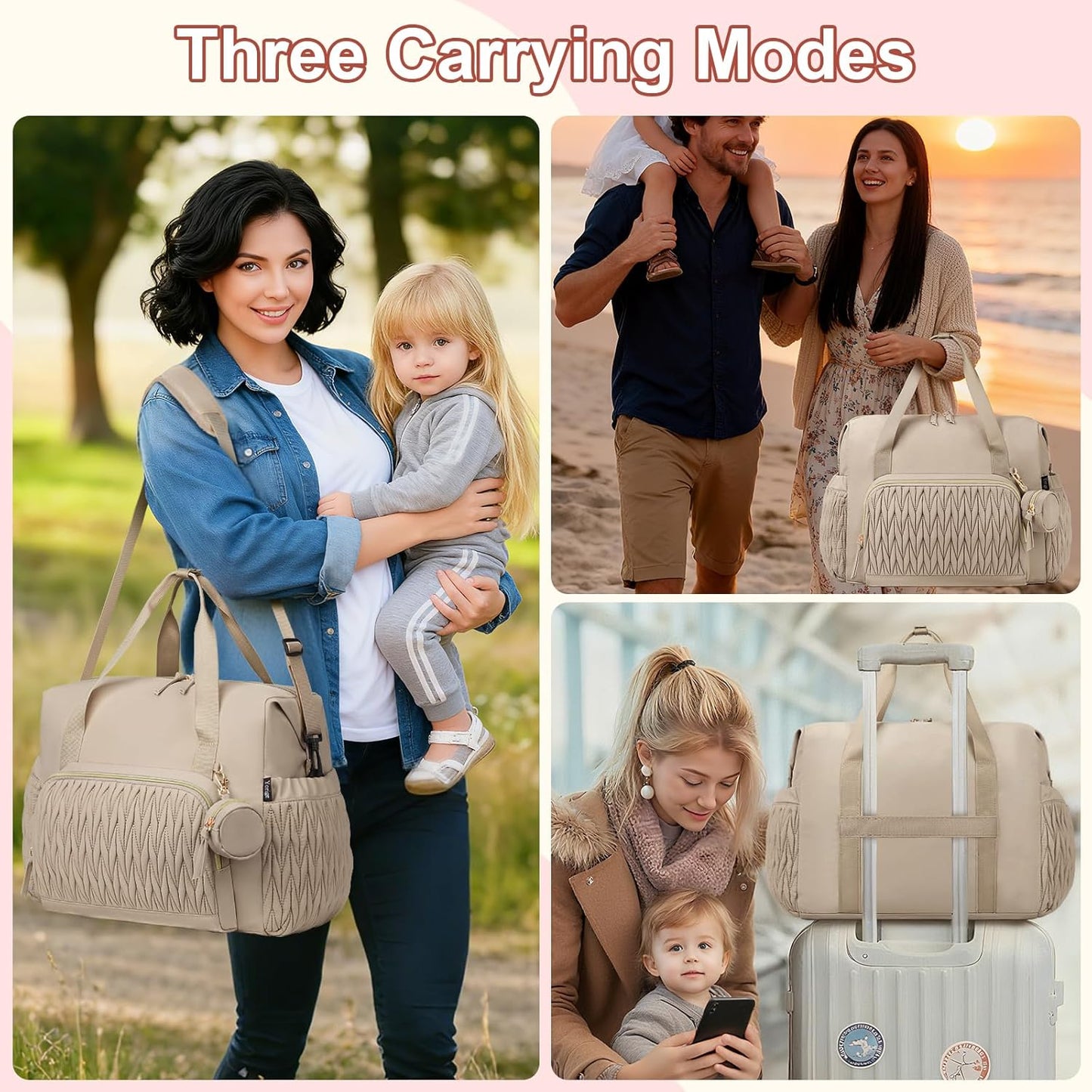 Yorige Diaper Tote Bag for Baby 6pcs, Large Mom Hospital Bags with Changing Pad Pacifier Case for Labor Delivery Boy Girl