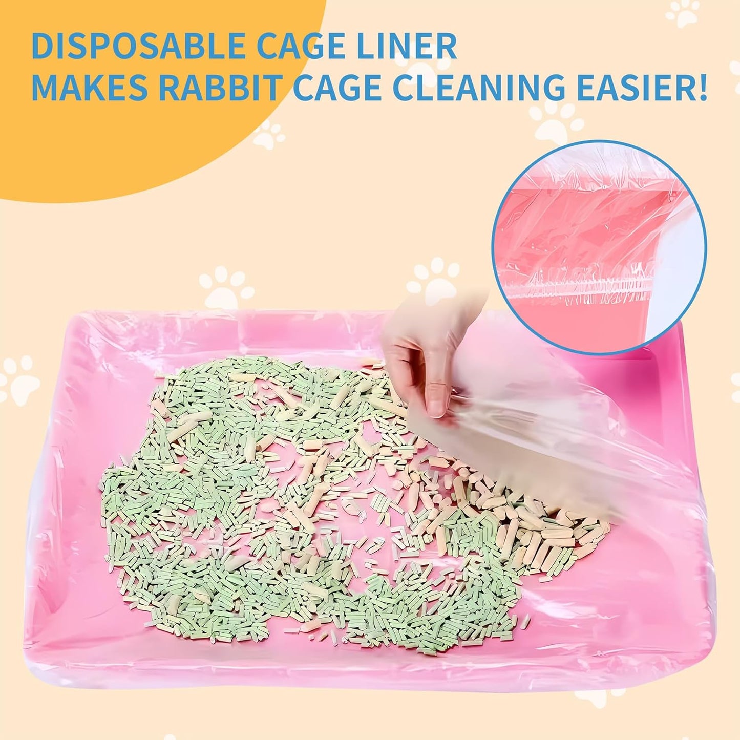 100 Pcs Disposable Cage Liners 19.7'' X 11.8'' - Clear, Plastic Toilet Film for Bunny, Hamster, Totoro, Hedgehog, Guinea Pig & Small Animal Habitats