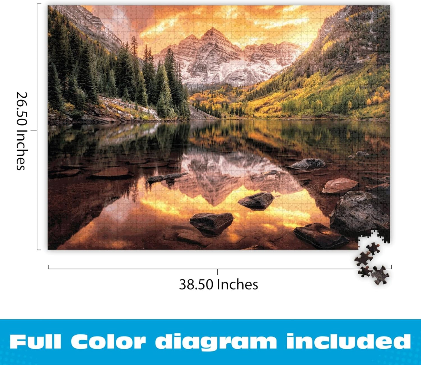 Buffalo Games - Maroon Lake Reflections - Joshua Snow - 2000 Piece Jigsaw Puzzle for Adults - Scenic Nature Puzzle, Challenging Mountain Landscape, Bonus Poster Included, Finished Size 38.50 x 26.50