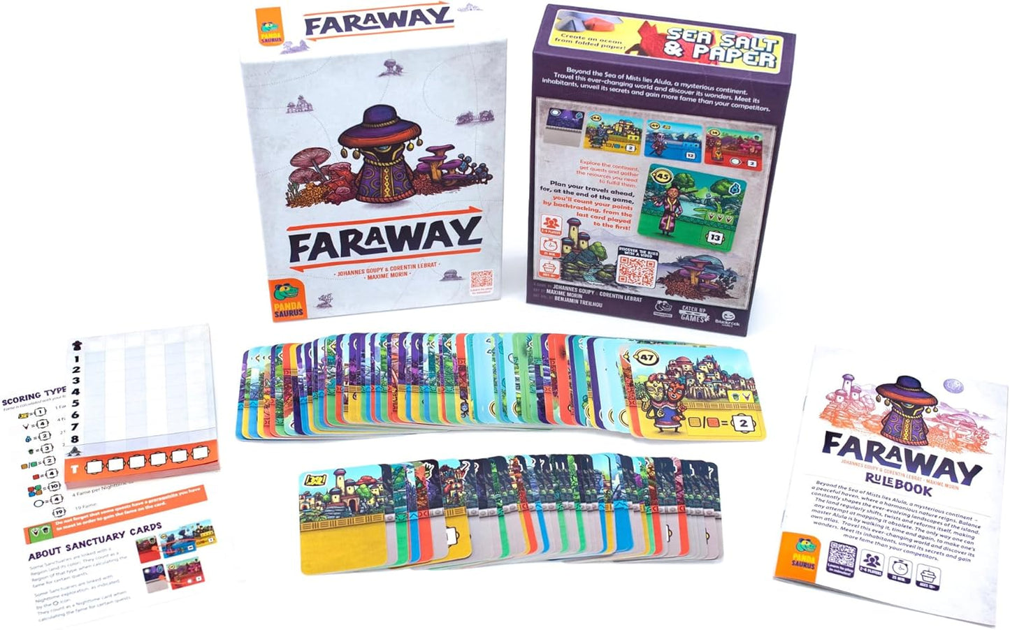 Pandasaurus Games Faraway Card Game - Explore Mysterious Alula! Strategic Region Building with Engaging Gameplay for Adventurers, Ages 10+, 2-6 Players, 15-30 Min Playtime