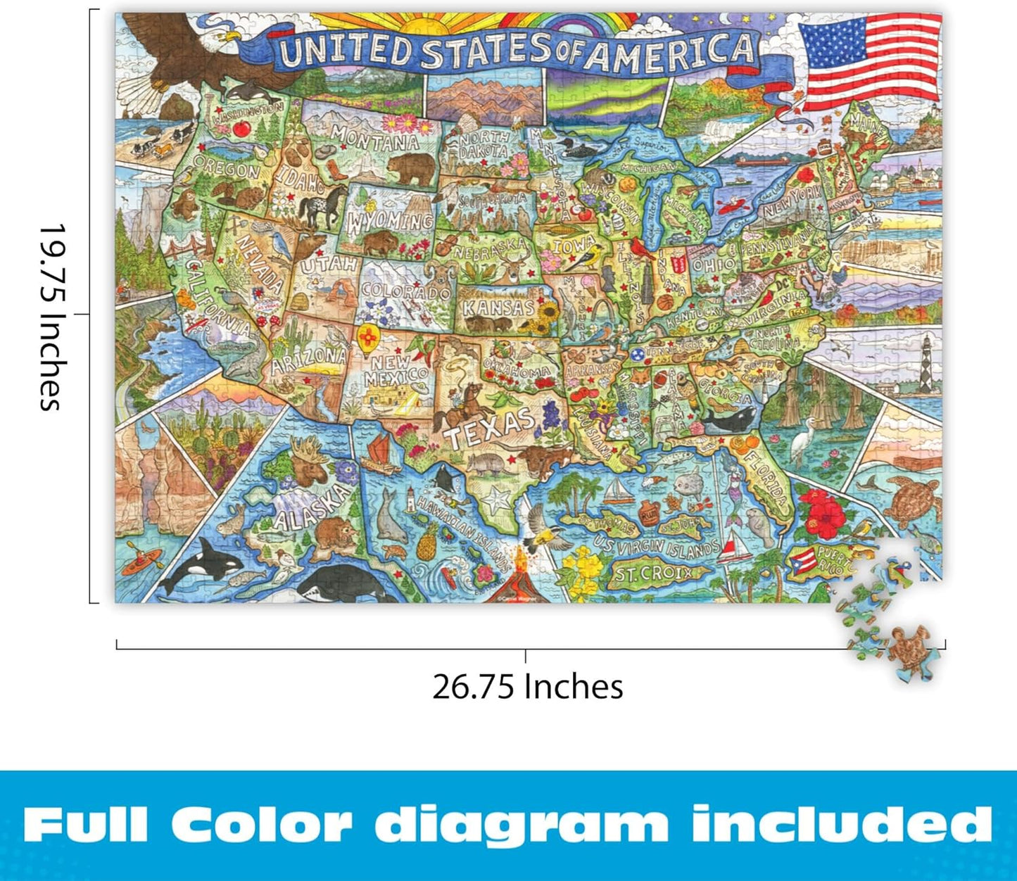 Buffalo Games - 1000 Piece Jigsaw Puzzle Carrie Wagner Colorful Country, Made in USA, Premium Recycled Board, Full-Color Poster