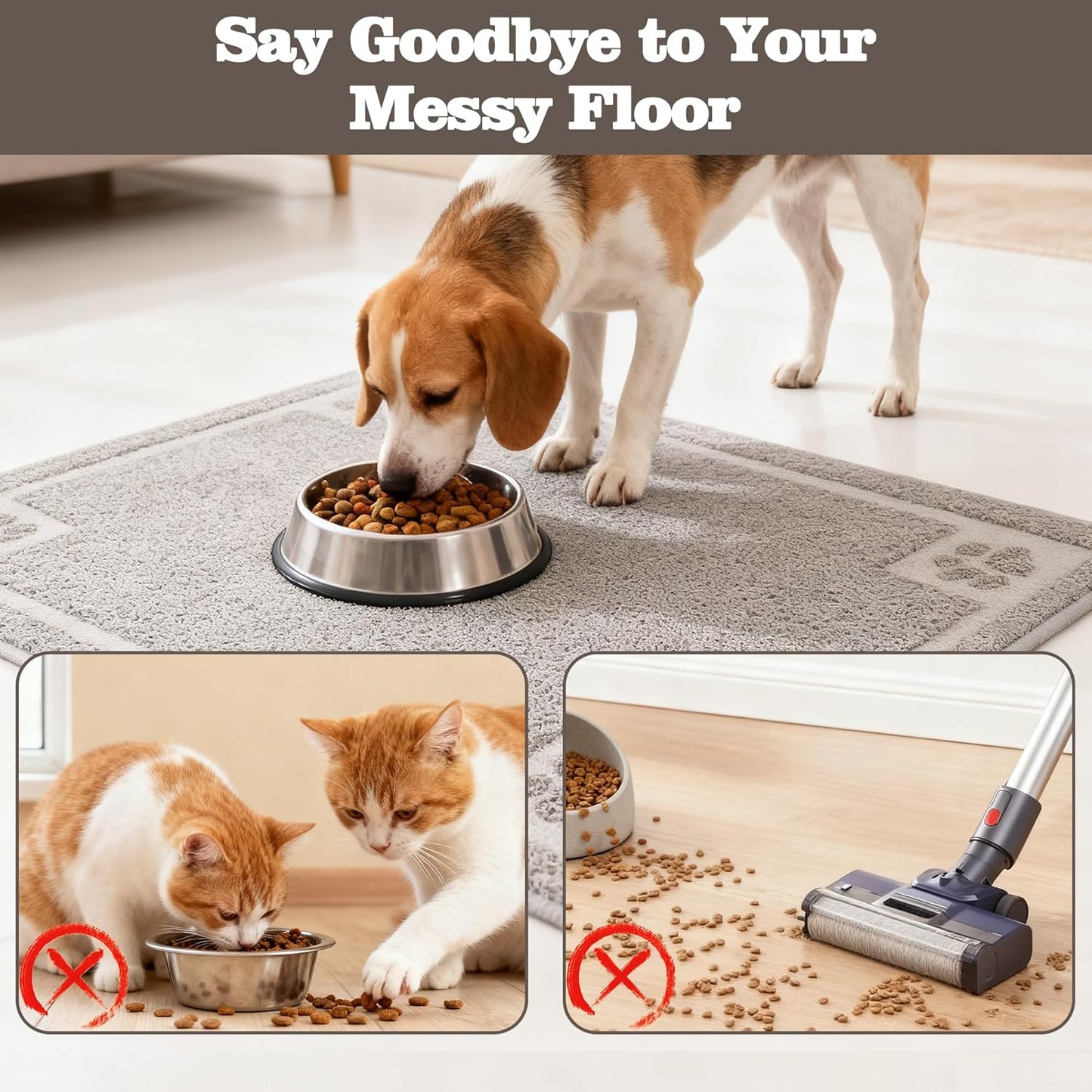 Darkyazi Pet Feeding Mat Large for Dogs and Cats,24"×16" Flexible and Easy to Clean Feeding Mat,Best for Non Slip Waterproof Feeding Mat. (Gray Sand)